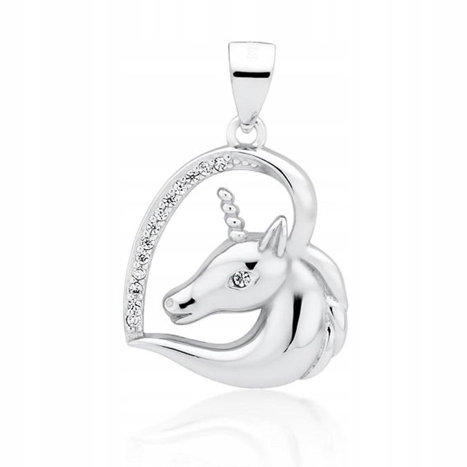 

Srebrny wisiorek serce z jednorożcem