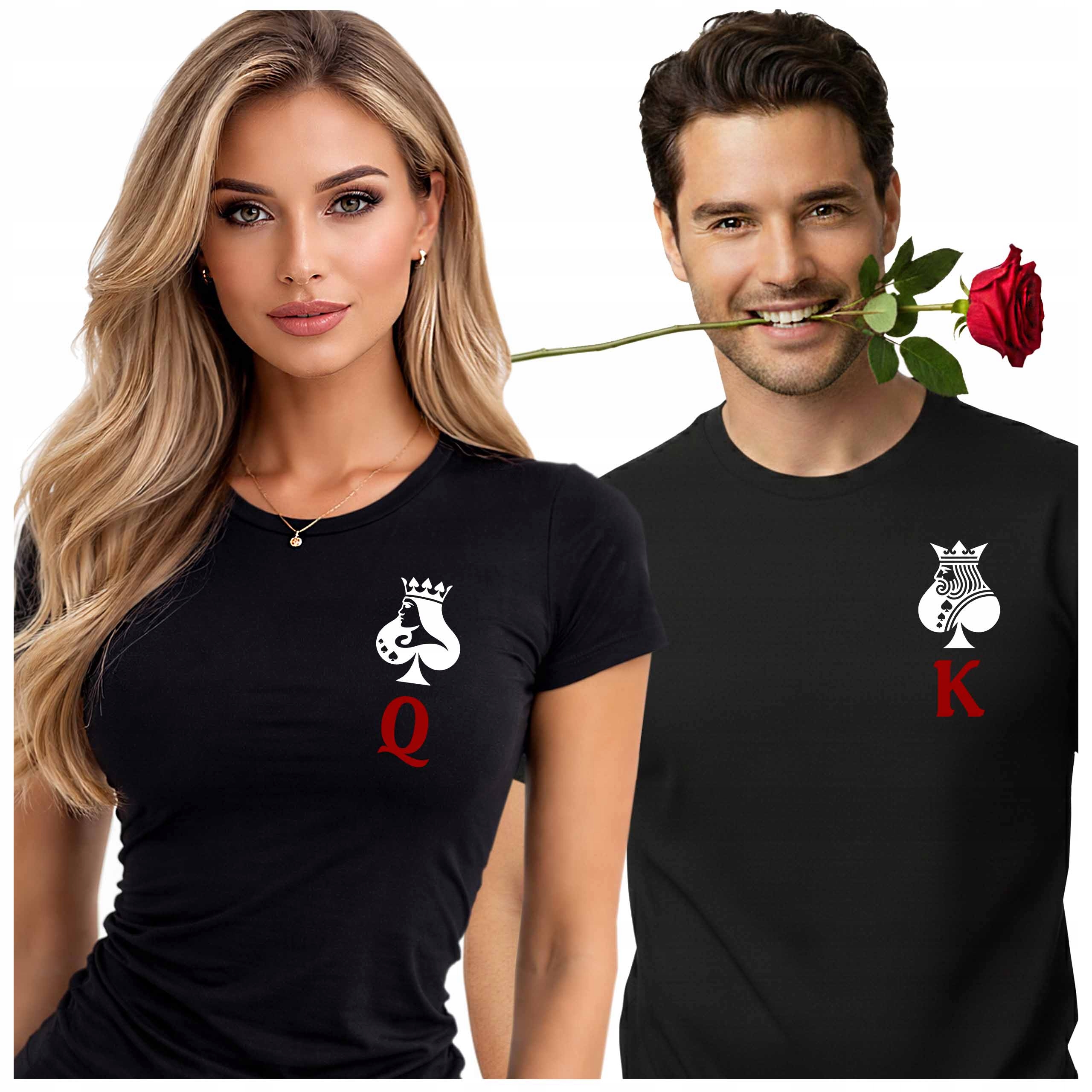 Trička Pro Páry S Jemným Motivem King Queen Jako Dárek K Valentýnu 4X