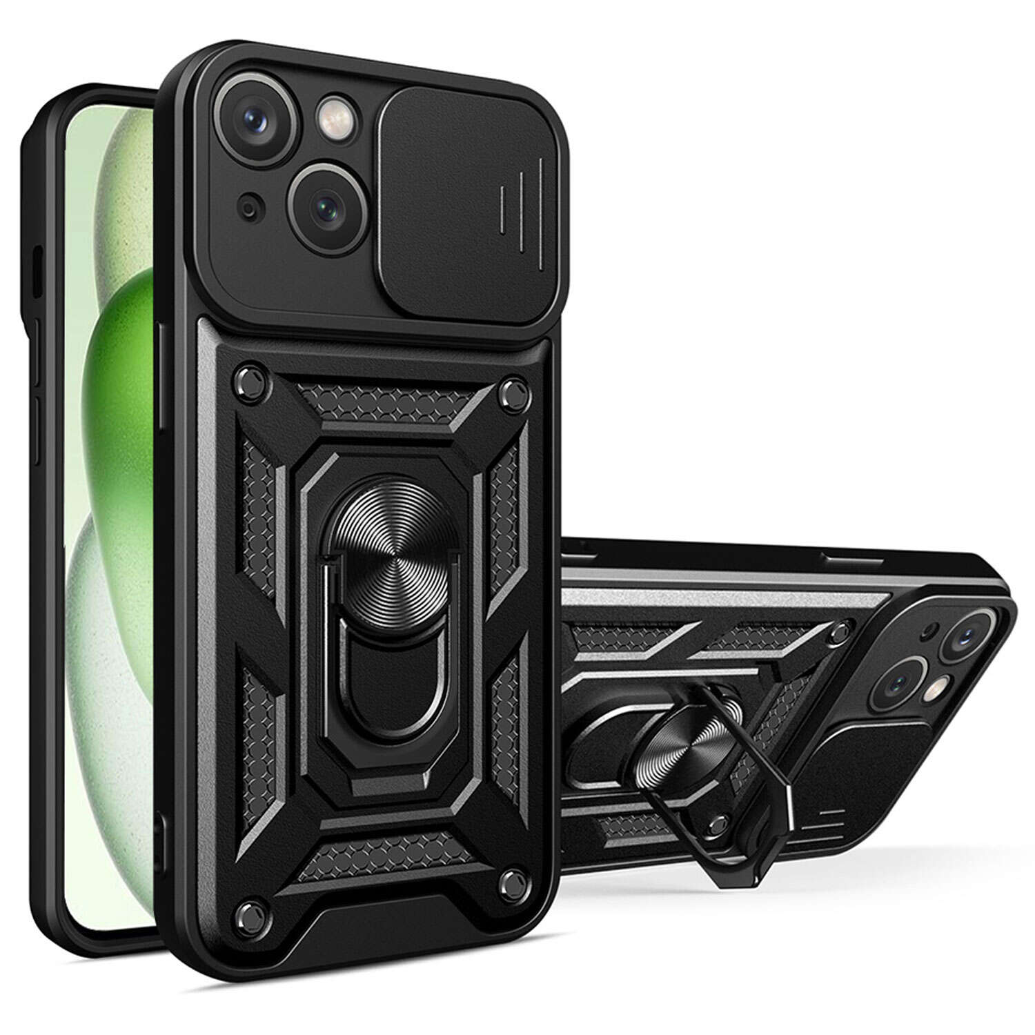 ETUI OBUDOWA Z OSŁONĄ APARATU SLIDE DO IPHONE 15 Kolekcja Camshield Case Ring