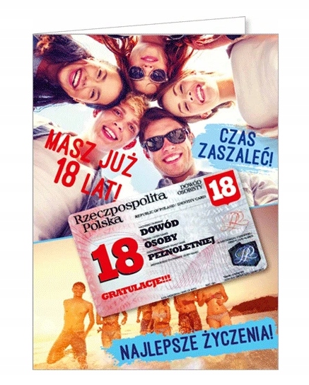 KARNET LAURKA KARTKA URODZINY DOWÓD NA OSIEMNASTKE