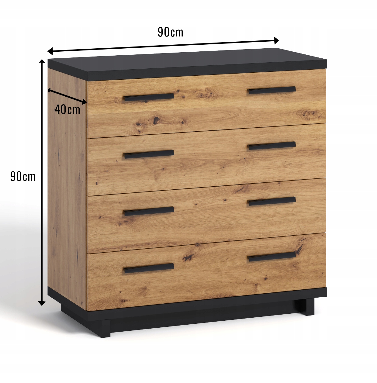 Mała komoda z szufladami IMIS dąb + czarny 2 Marka CMK Meble