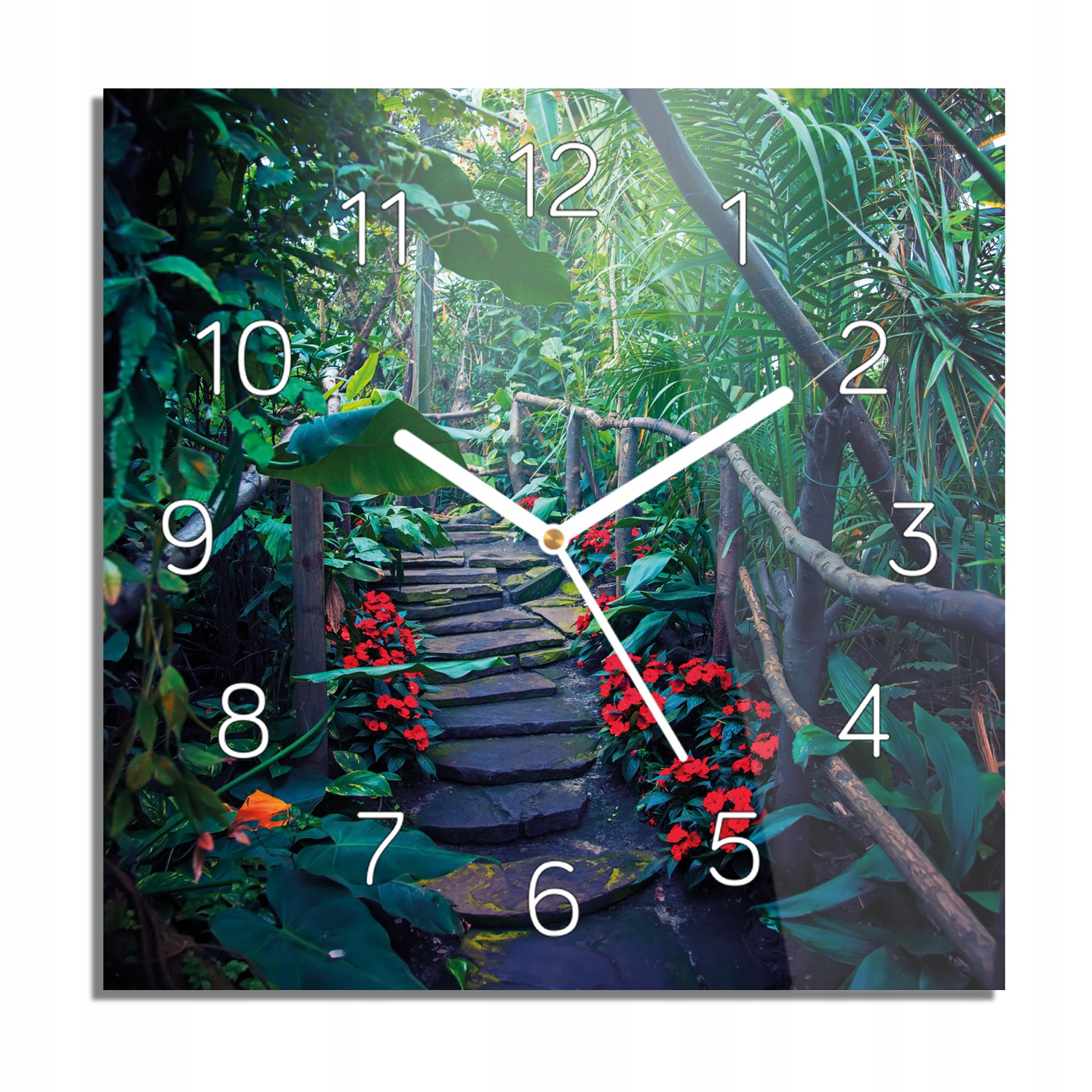 

Tropik schody kwiaty foto-zegar do salonu 30x30