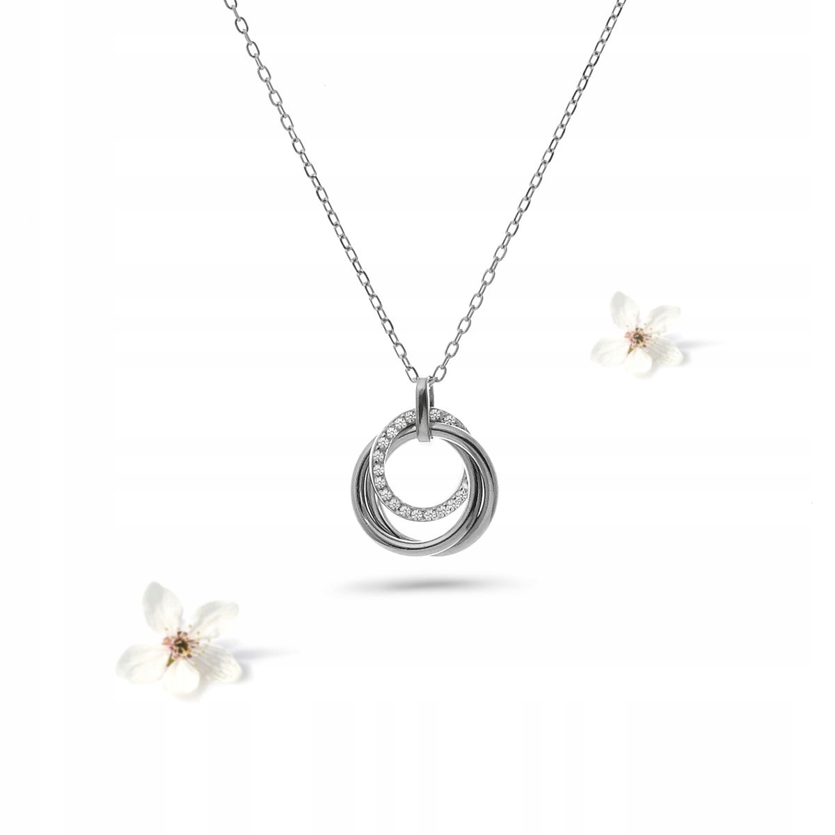Stříbrný Řetízek 925 Náhrdelník Spojená Kolečka Zirkony Jako Dárek