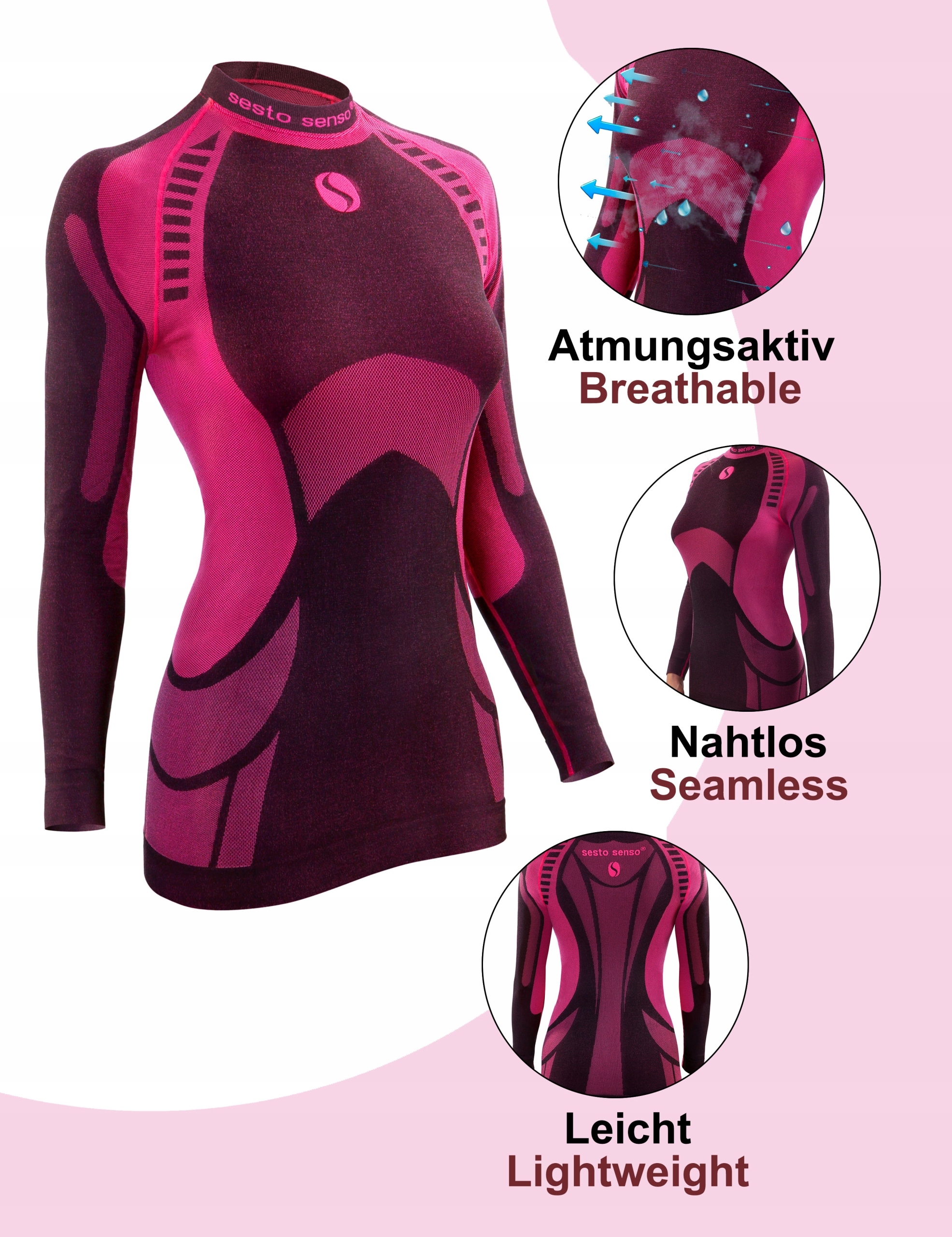 Sesto Senso Koszulka Damska Termoaktywna długi rękaw rozmiar M Różowa