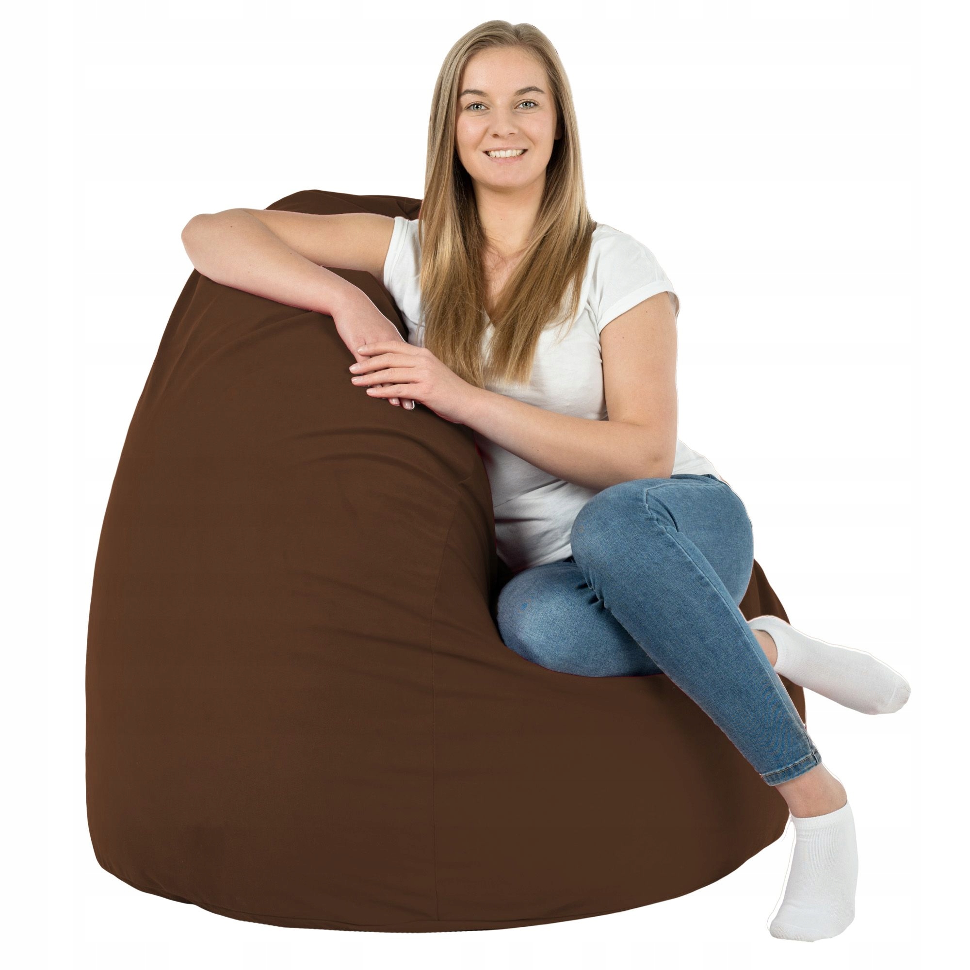 Sáček Taburet Kakaová Plyšové Křeslo XXL