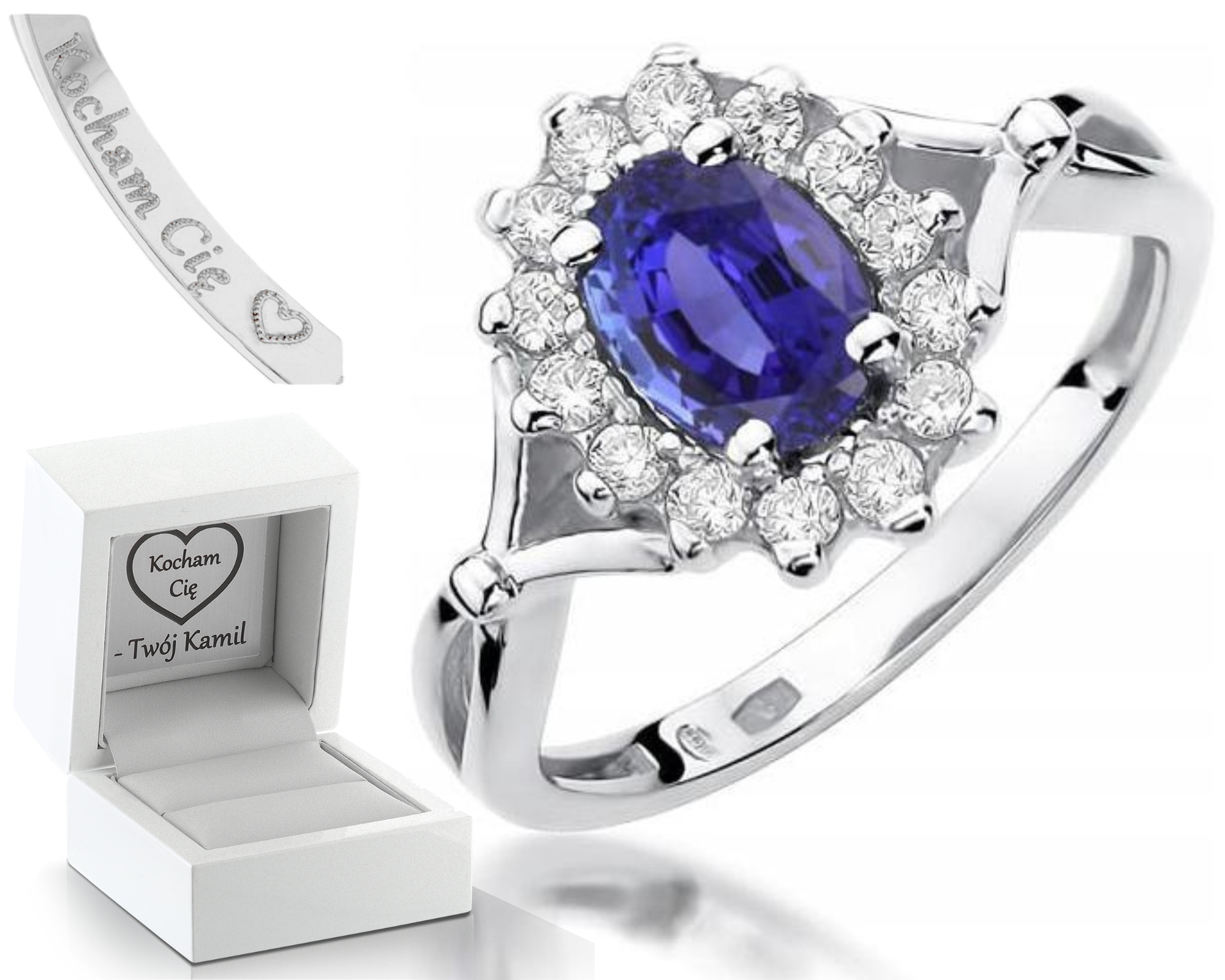 Prstýnek S Tanzanitem Brilianty Bílé Zlato 585