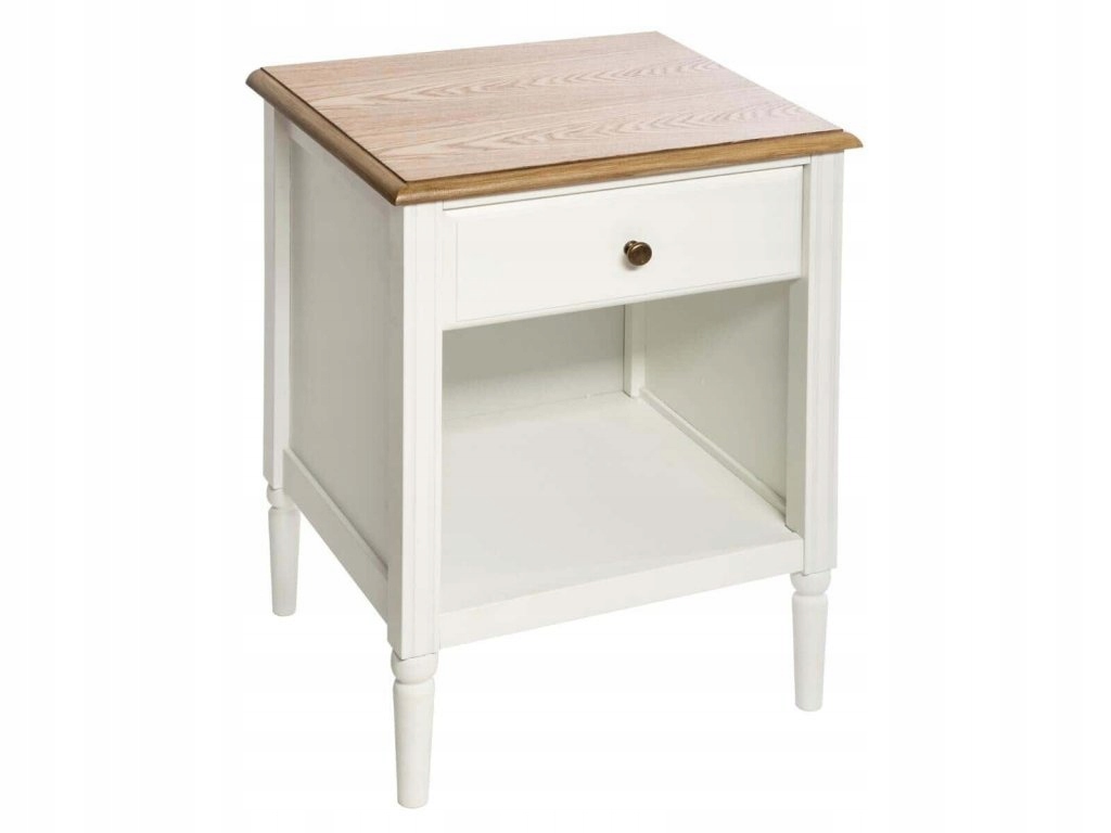 Nočný stolík so zásuvkou Solen, výška 61 cm, biely