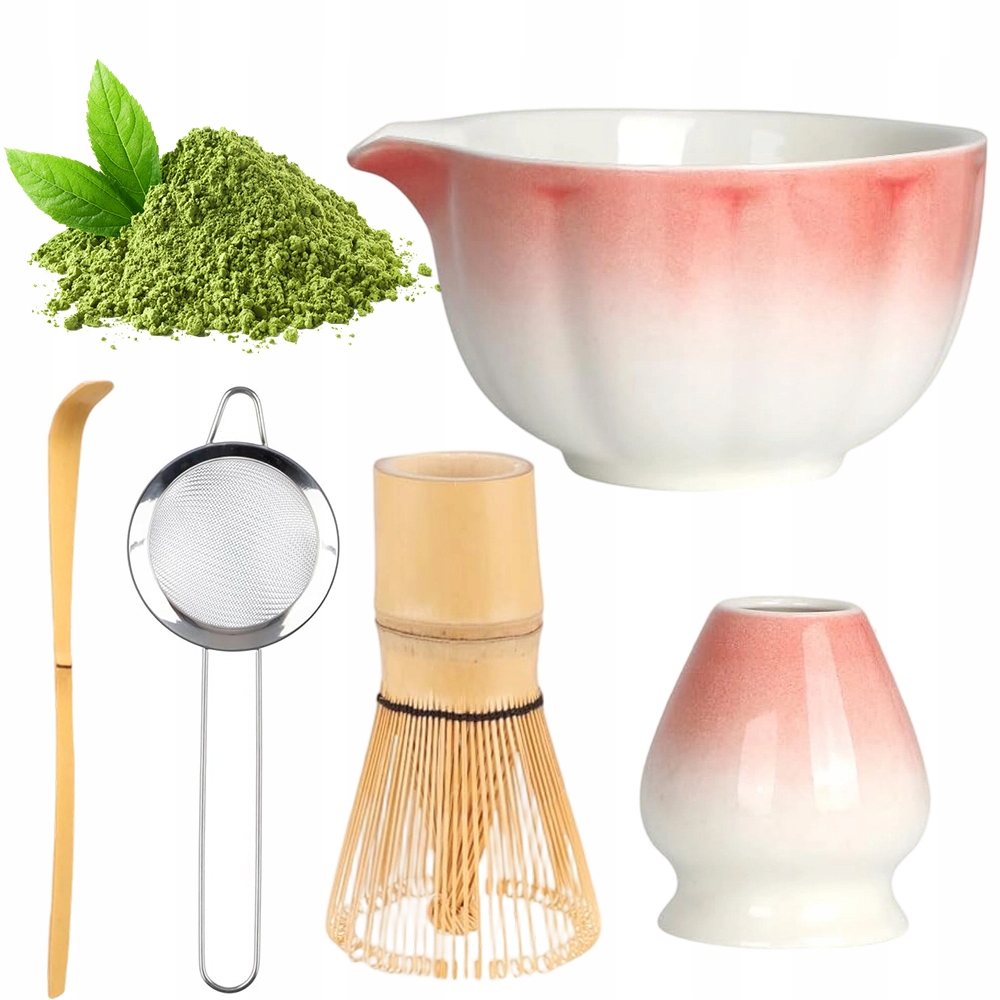 Levně Kompletní Sada na vaření Matchy Keramická mísa Sítko Šlehací metla Lžíce