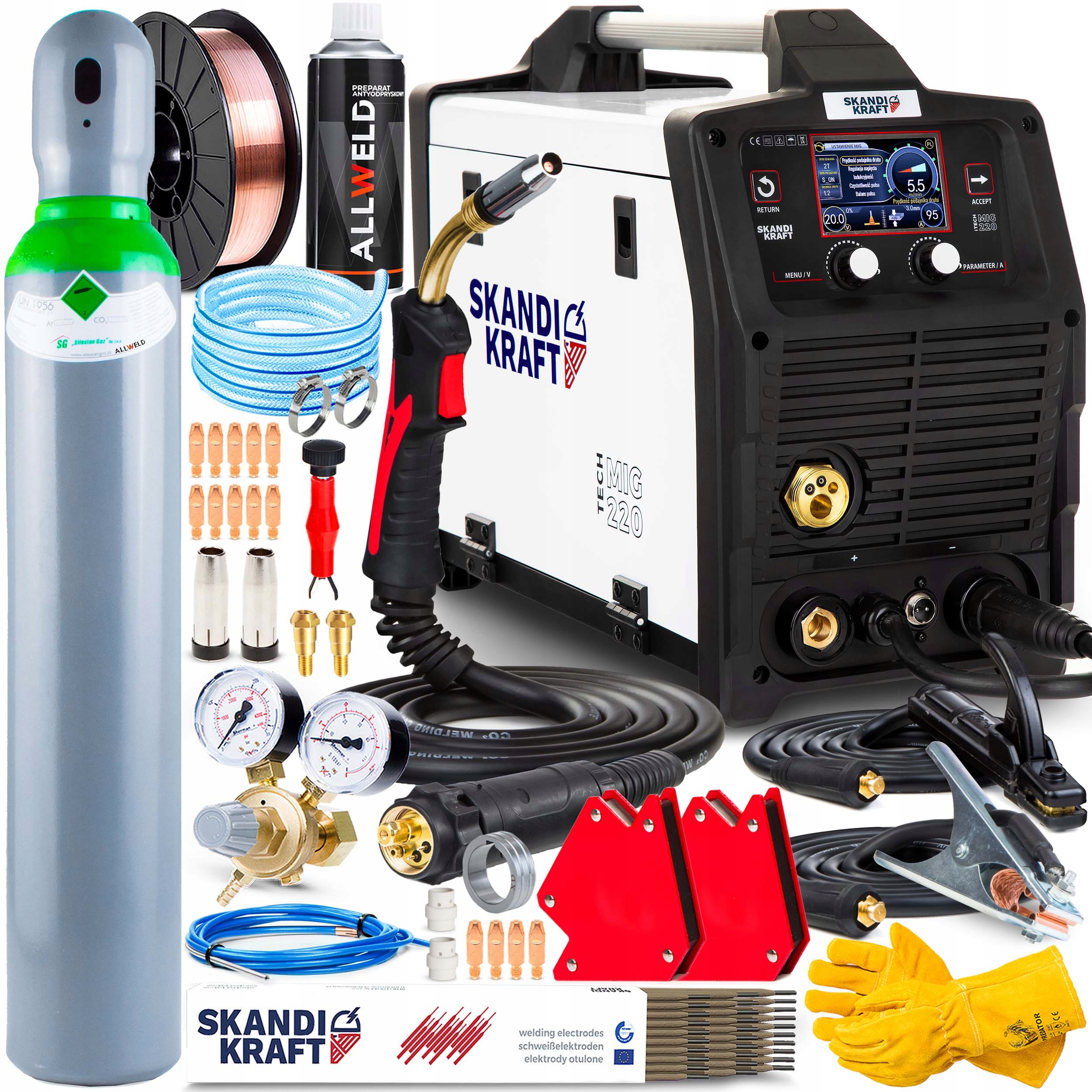 Svářečka Migomat Skandi Kraft Mig 220 Mag Mma Tig 230V 200A Igbt Auto 3V1