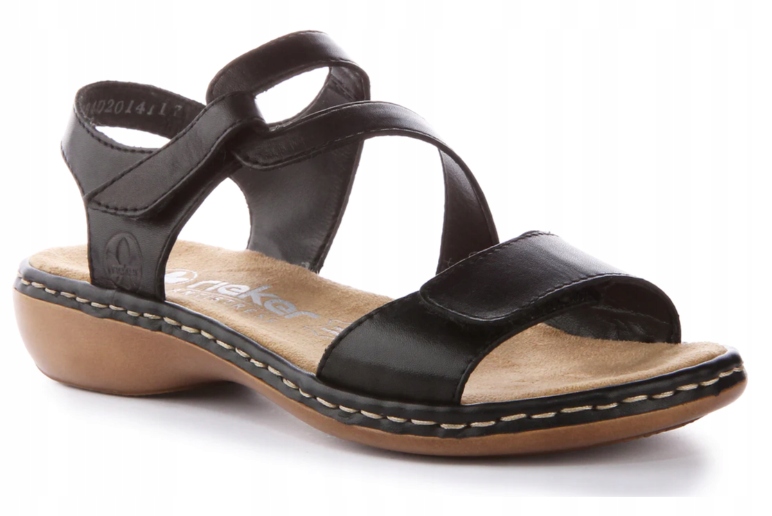 Rieker černé kožené sandály Na Suchý Zip 38 Jtb