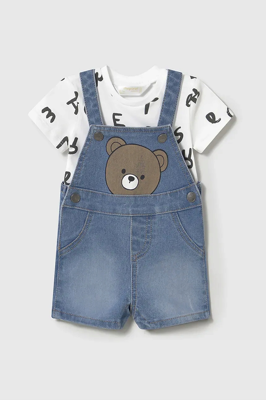 Mayoral Newborn 1622 Komplet Bluzeczka Spodnie ogrodniczki jeans 80 12m