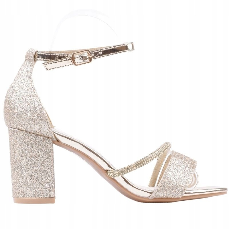 Sandałki Damskie Na Słupku 6CM Obcasie Wkładka Ekoskóra Sandały