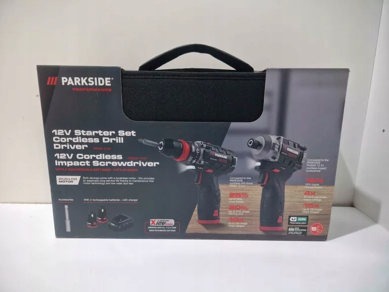 Dwa elektronarzędza Parkside performace zakrętarka udarowa i wiertarka 12V