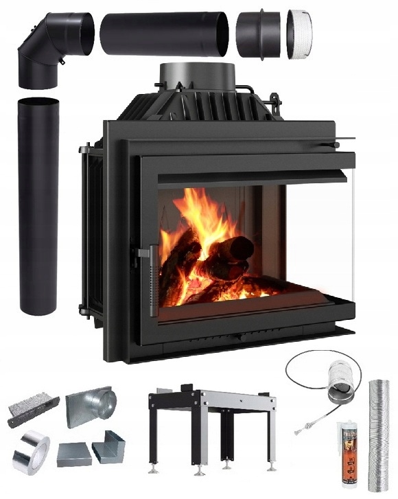 Krbová Rohová Krbová Vložka Simple 8 Pravá Eko Sada Pro Přívod Trubky