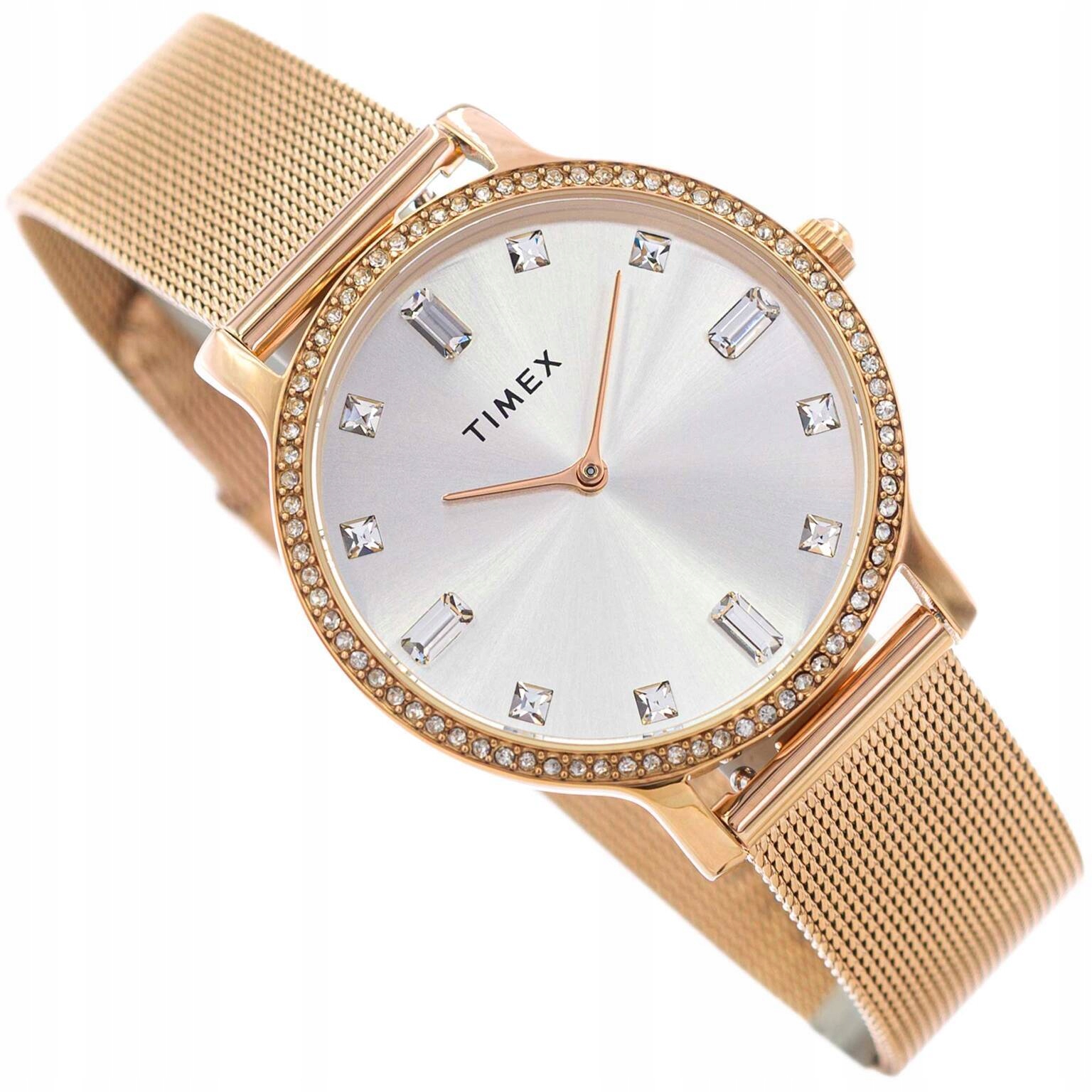 Dámské Hodinky Timex TW2W19200 Transcend Růžové Zlato Na Náramku