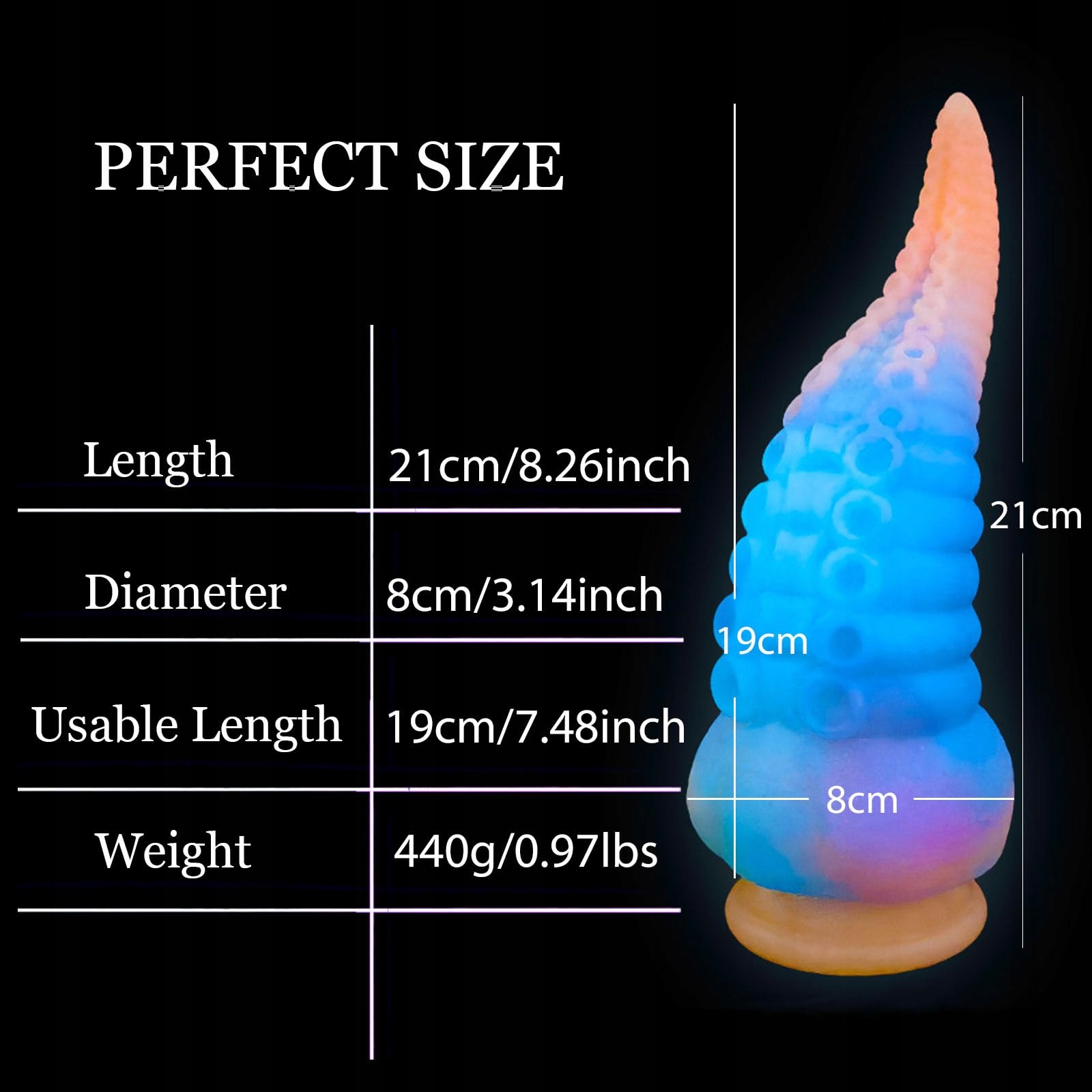 OŚMIORNICA Realistyczny Silikonowy Dildo 8.3'' Świecący Ogromny Tentacle — miniatura 2