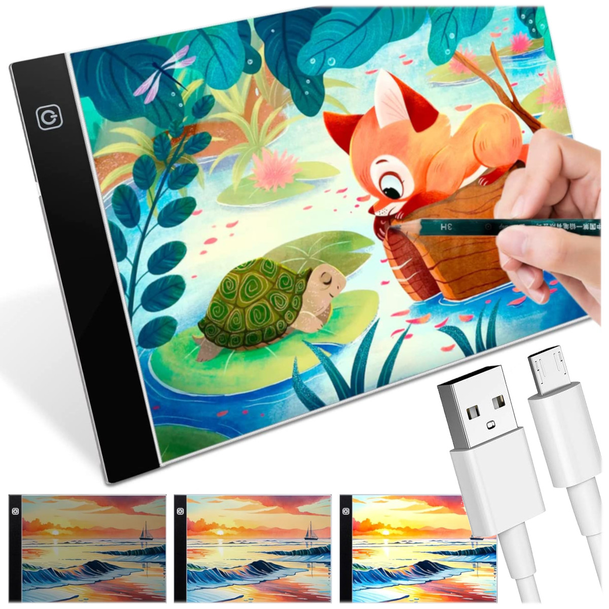 PODŚWIETLANA TABLICA DESKA KREŚLARSKA do rysowania LED A4 TRYB ROZJAŚNIANIA Stan opakowania oryginalne