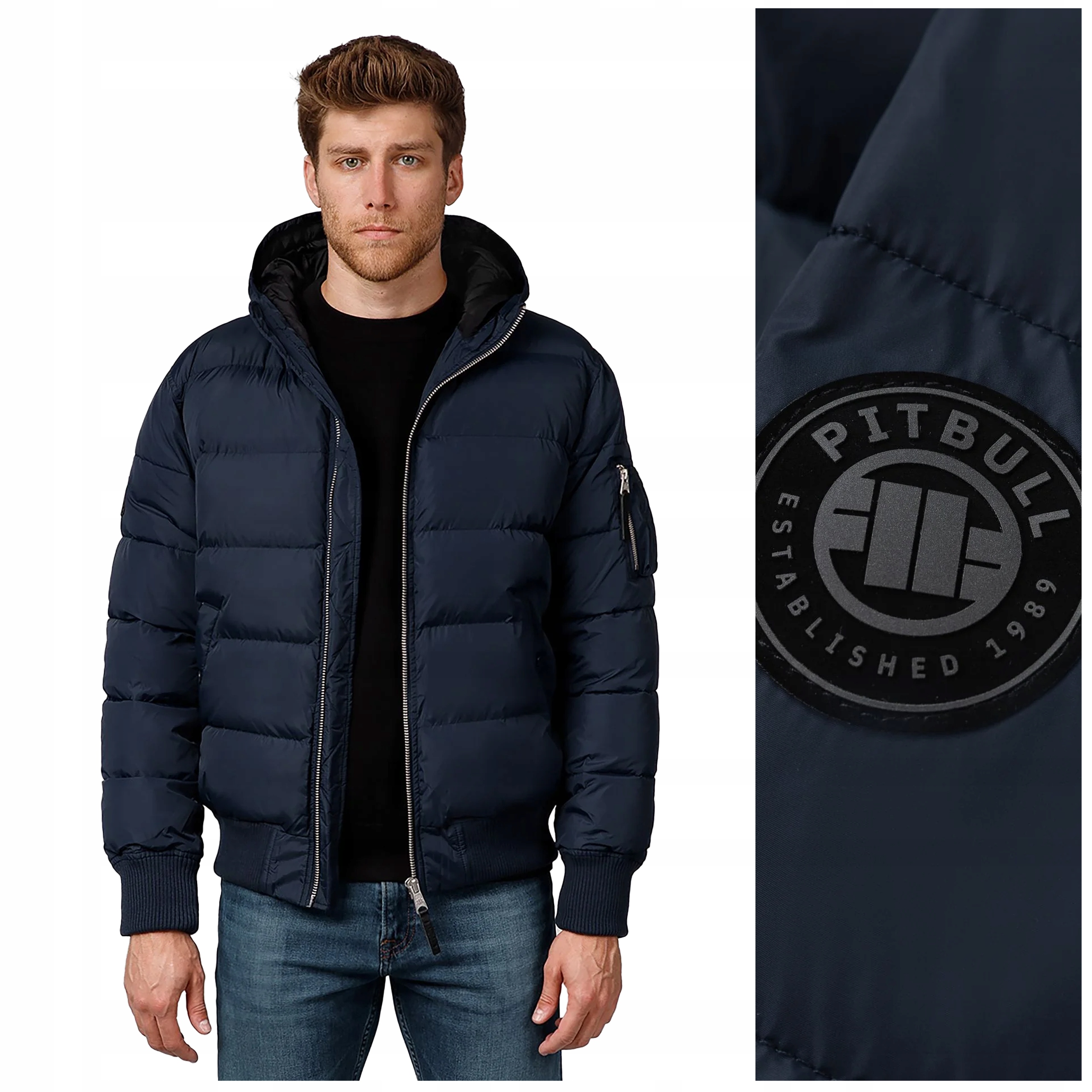 Zimní bunda pánská s kapucí Pit Bull "gopher" vel. L, modrá