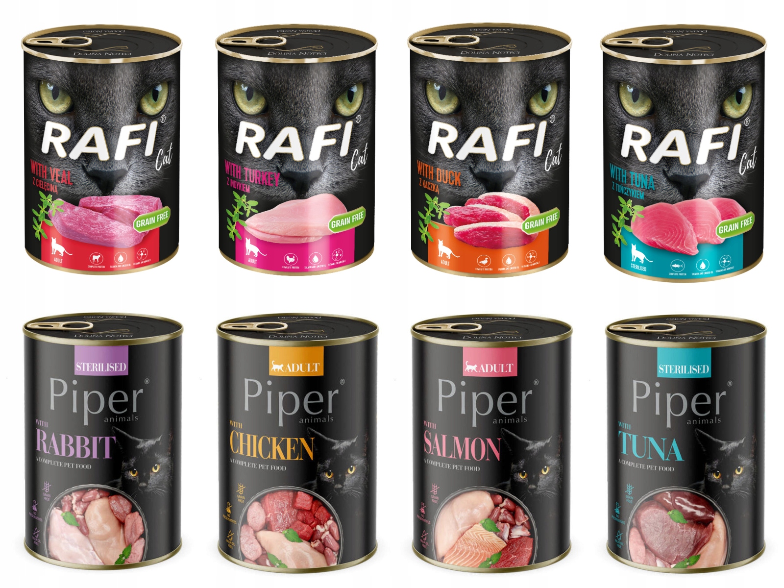 Levně MIX Krmiva Pro Kočky Piper 400G Rafi 400G x 16 Kusů