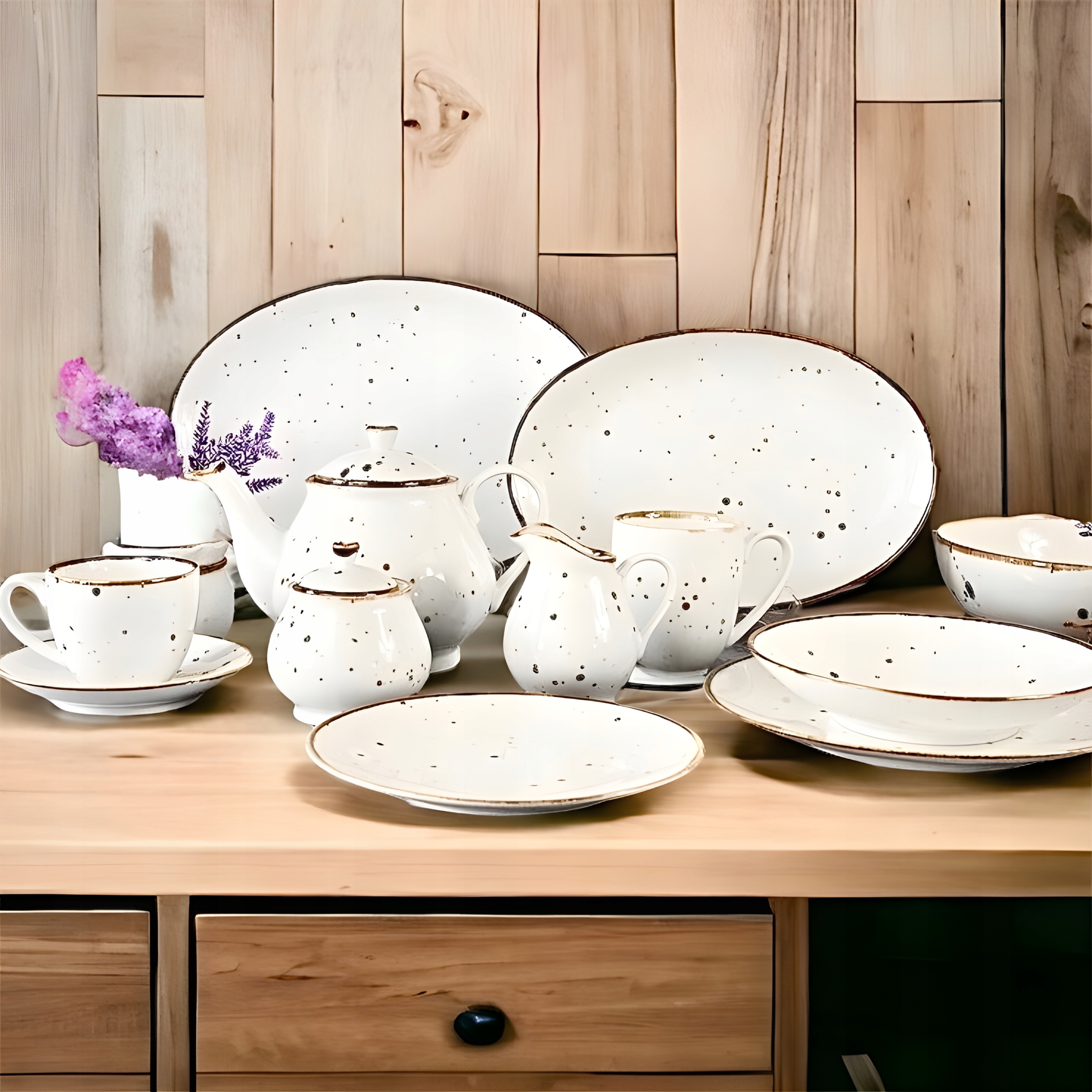 Alumina Śmietanka 6 os serwis Obiadowy Kawowy Dodatki porcelana zestaw
