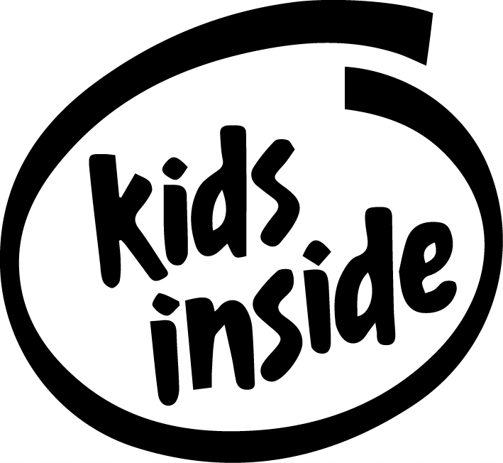 Naklejka na auto samochód kamper Kids Inside 12cm