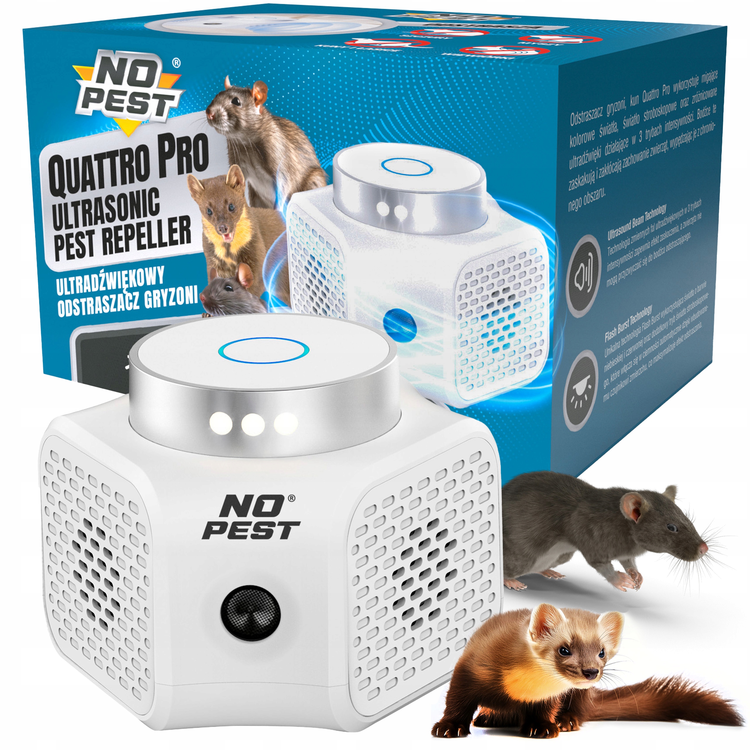 Ultradźwiękowy Odstraszacz Kun Szczurów Myszy No Pest Odstraszacz Na Kuny