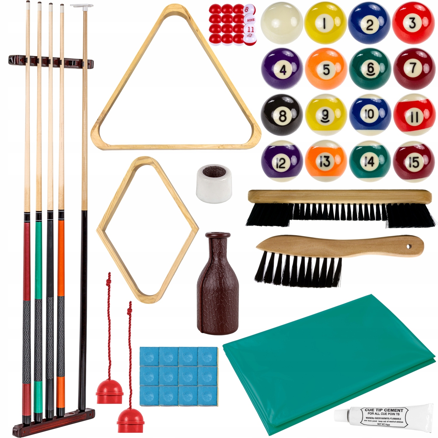Zestaw Akcesoriów Do Bilarda Kije Bile Trójkąty