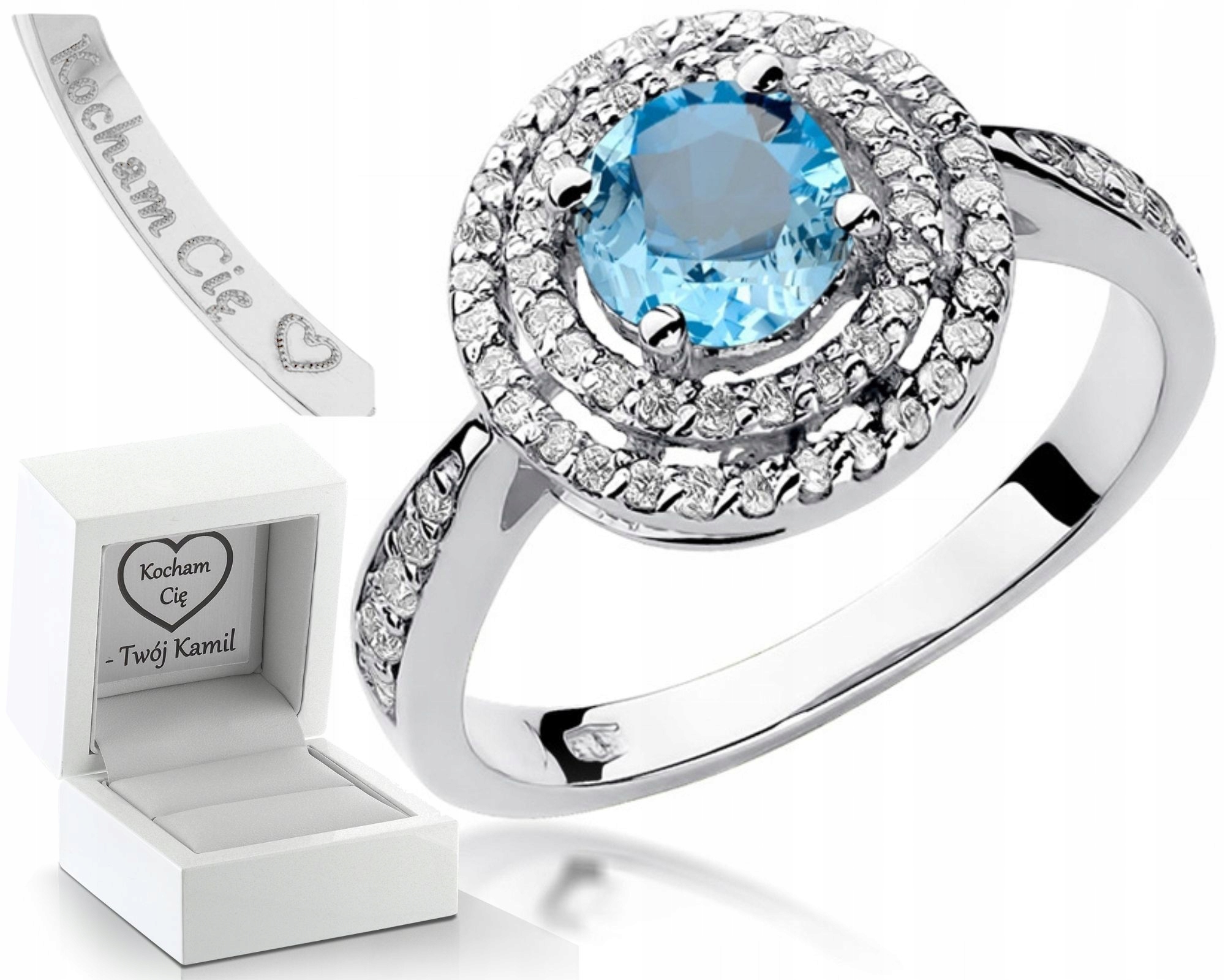 Prstýnek Topaz Briliant 0,38 Ct Bílé Zlato 585