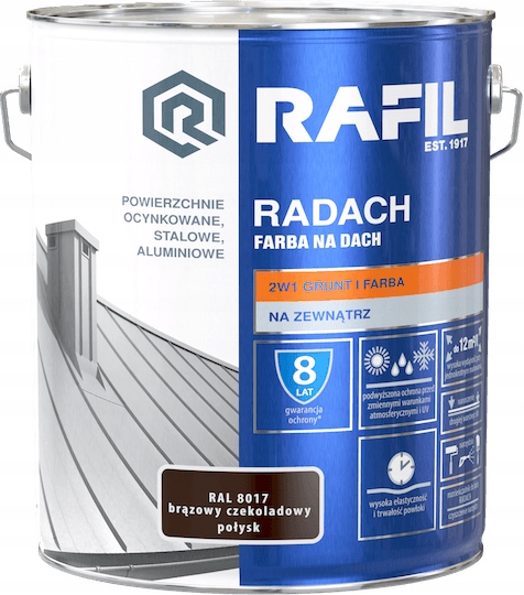 RAFIL RADACH FARBA BRĄZOWY CZEKOLADOWY RAL8017 POŁYSK 10L