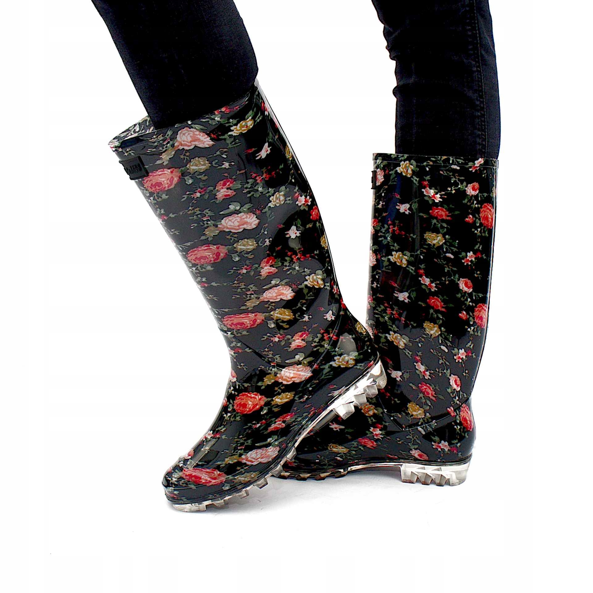 

Kalosze damskie w kwiaty lakierowane wysokie r.38
