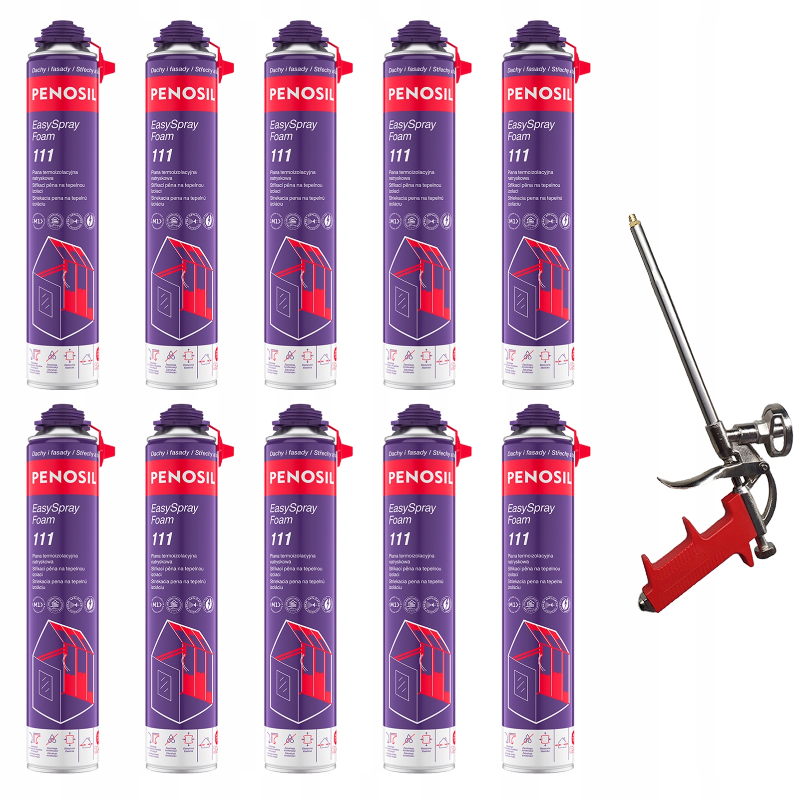 10 x Penosil EasySpray Pena Pur Termoizolačná striekacia pena Pištoľ