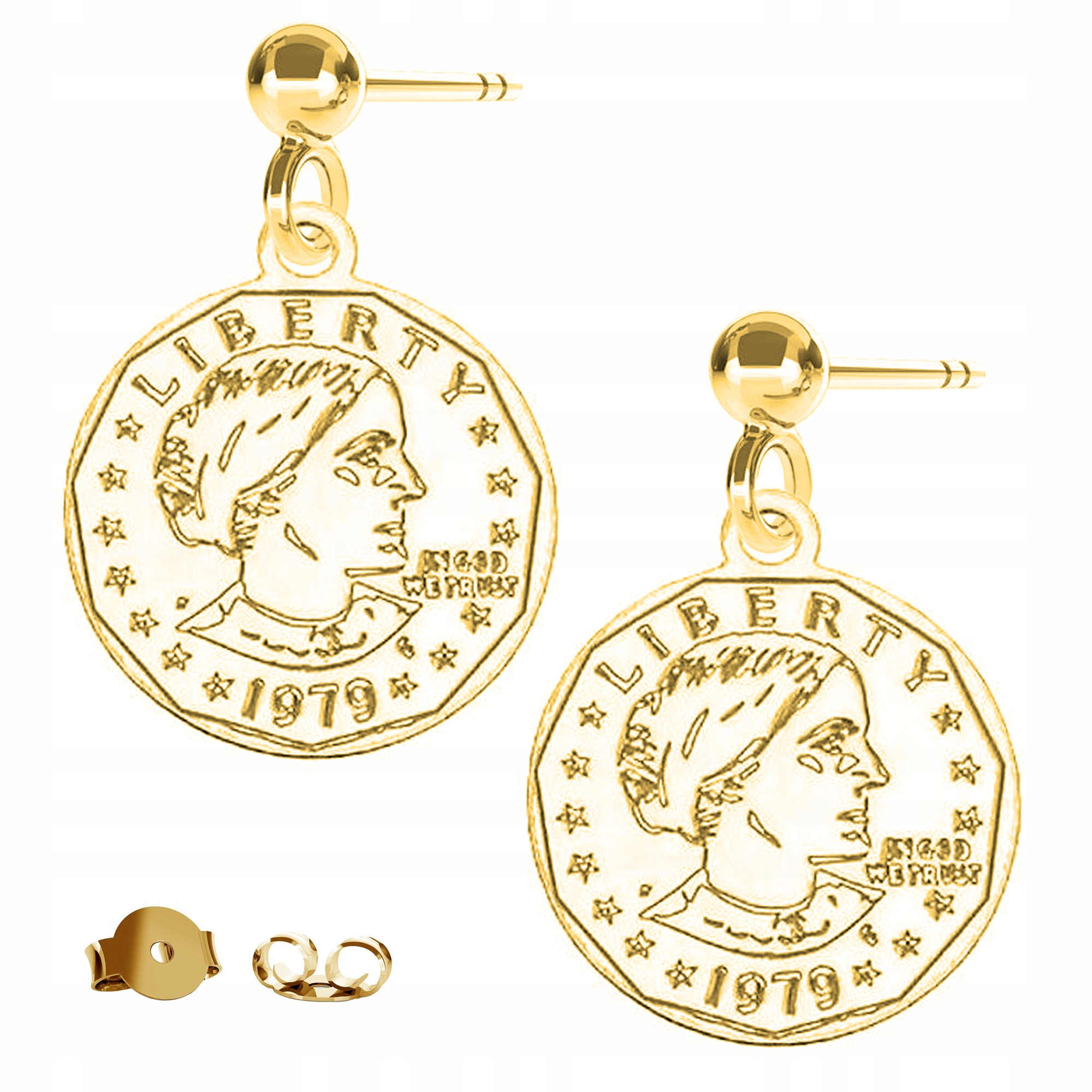 Náušnice zlaté Mince Stříbro 925