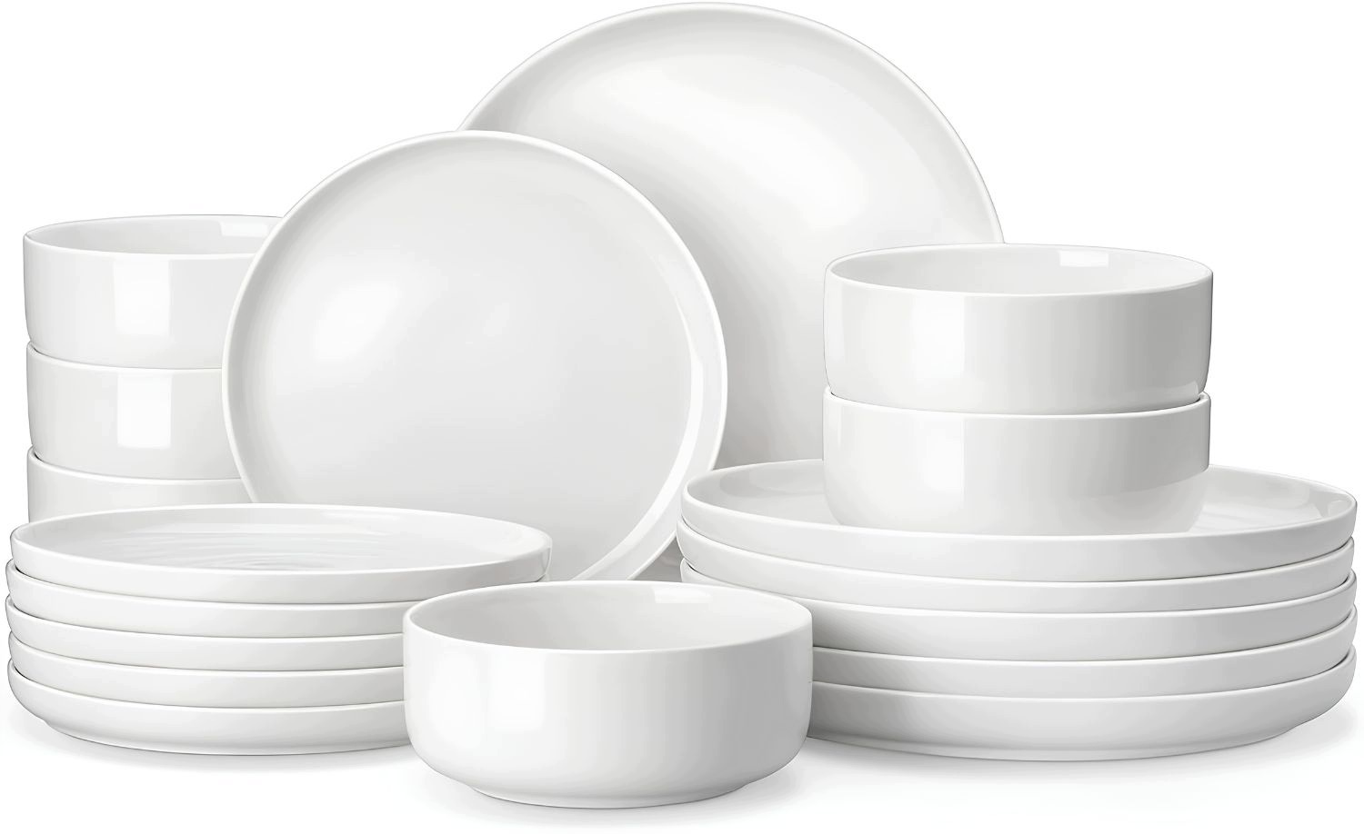 Porcelánové Talíře 18 El Bílé 6 Osob Misky 700 ML Myčka Nádobí