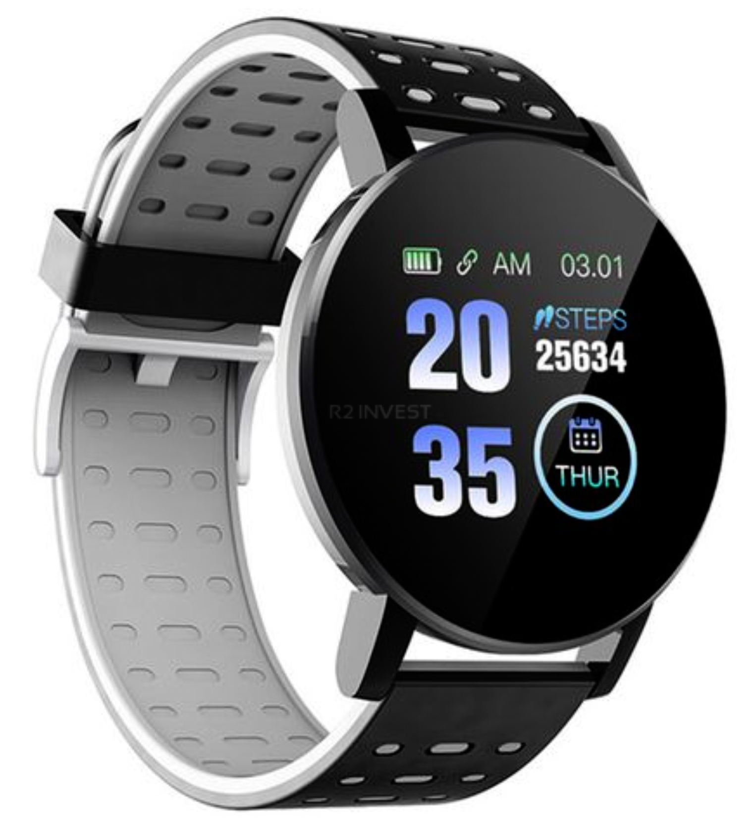 Smartwatch Zegarek Sportowy Smart Watch Czarny Biały Bluetooth Wiadomości