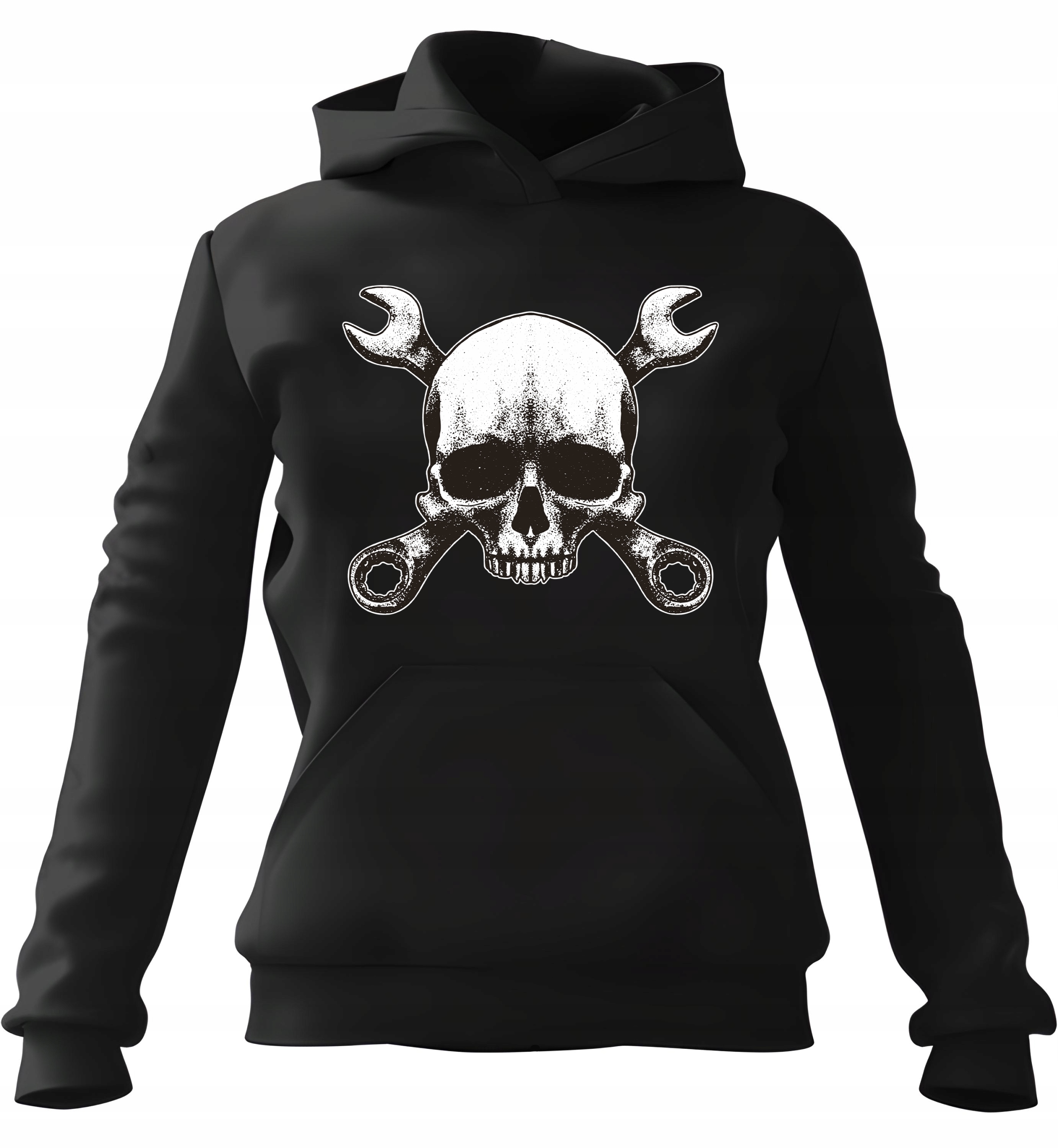 pánská mikina s kapucí Lebka Mechanik Černá 2XL Pro něj Chlapa Manžela