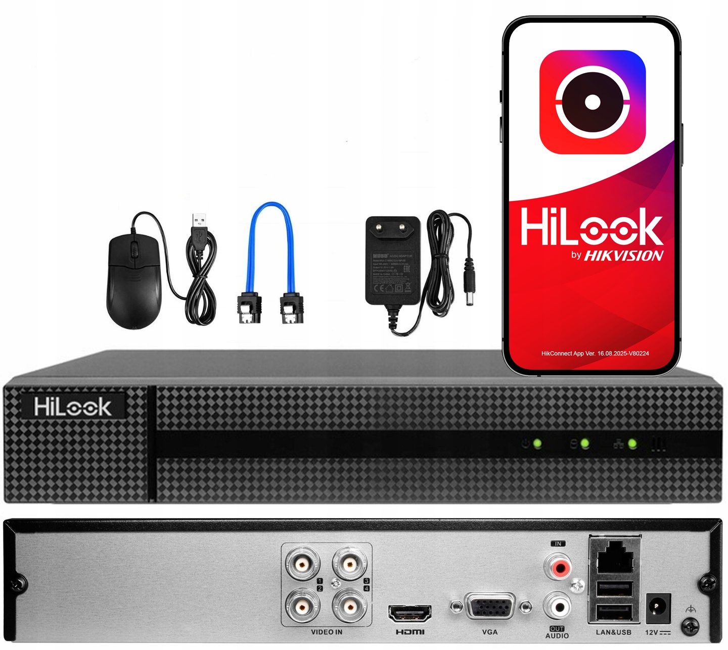 Nnalogový záznamník Ahd Tvi CVI do 1080p 4 kanály HiLook od společnosti Hikvision