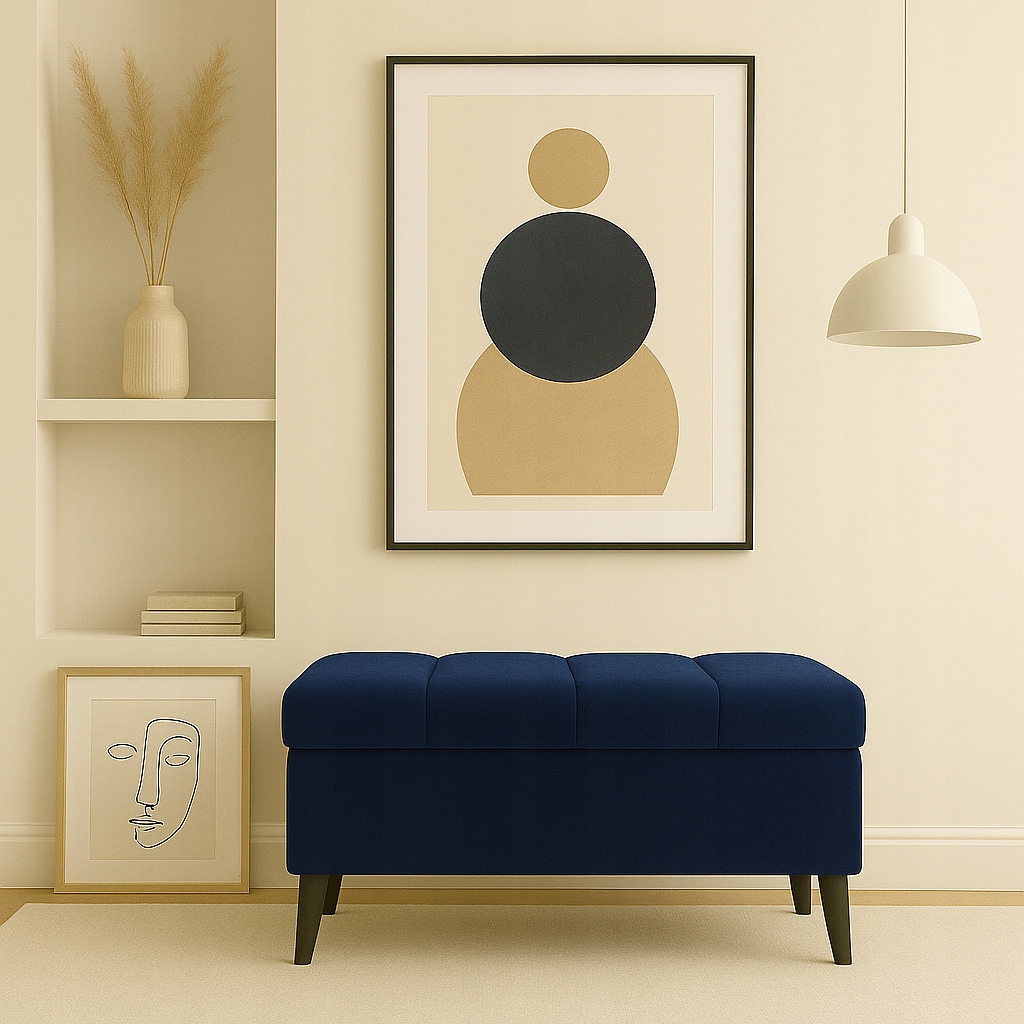 Pufa s úložným priestorom, otváracia taburetka, podnožka, čalúnená lavička 80 cm