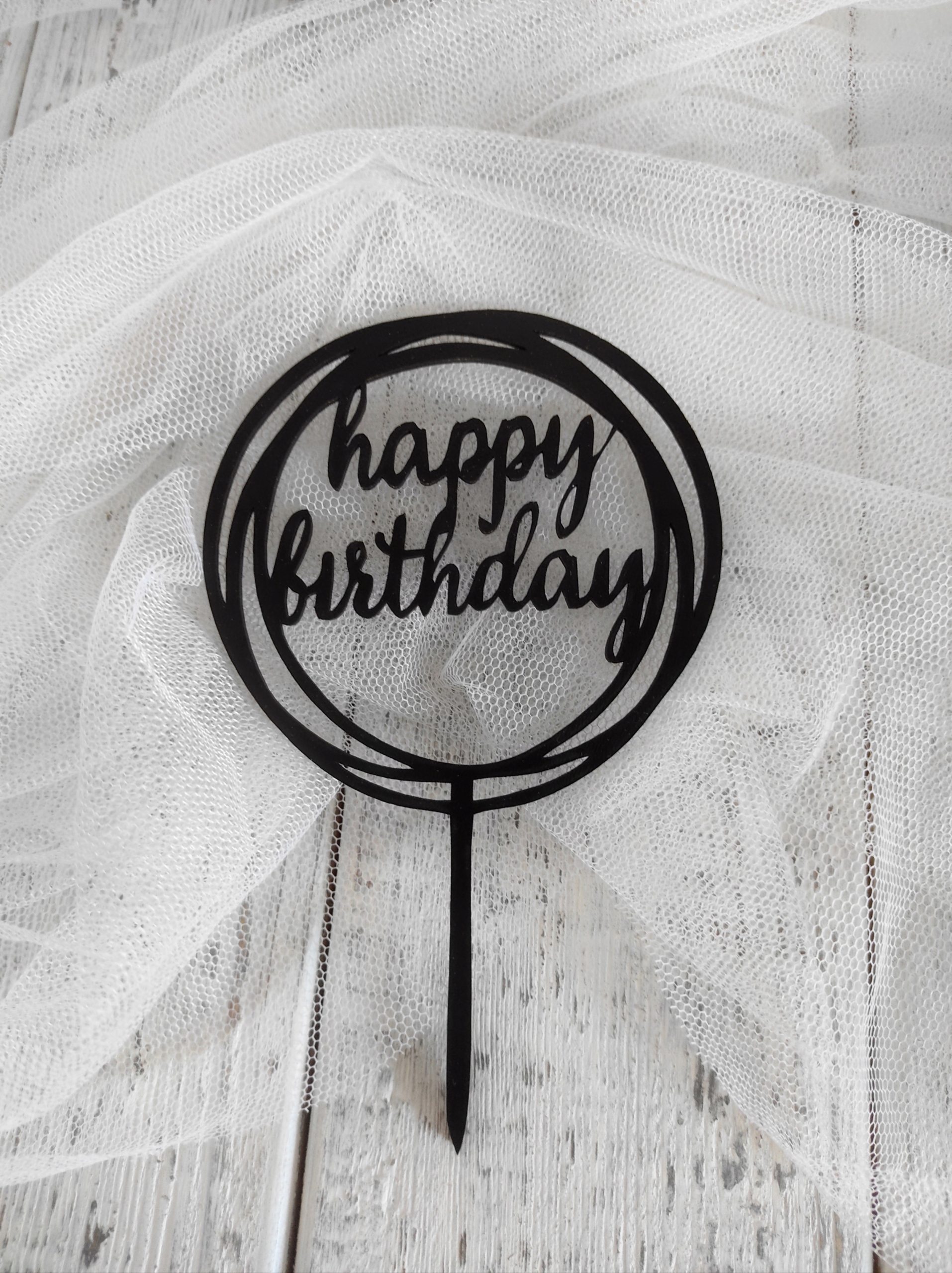 

Topper na tort czarny Happy Birthday Hdf
