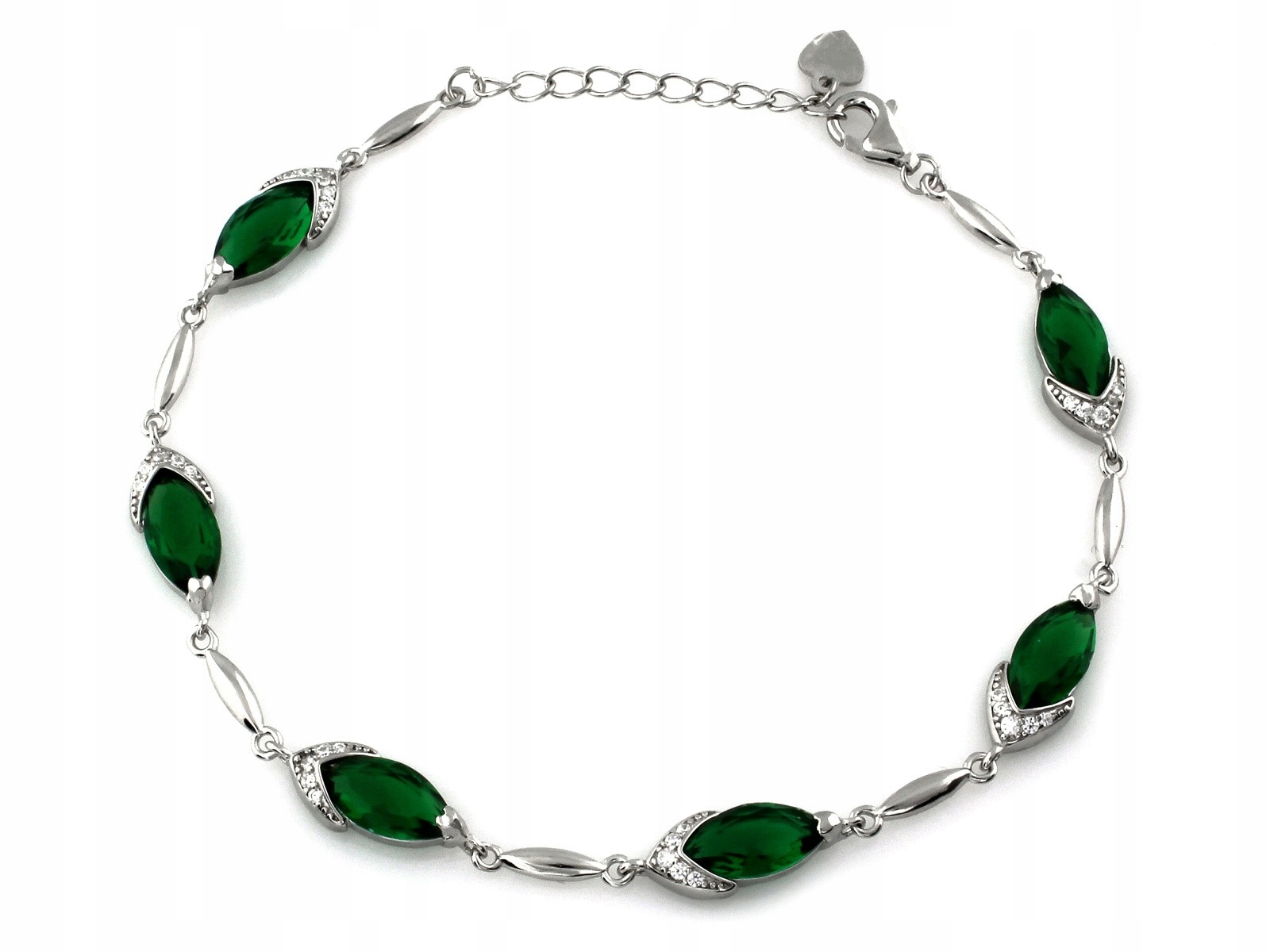 Stříbrný dámský náramek 925 se zelenými Zirkony pro maminku