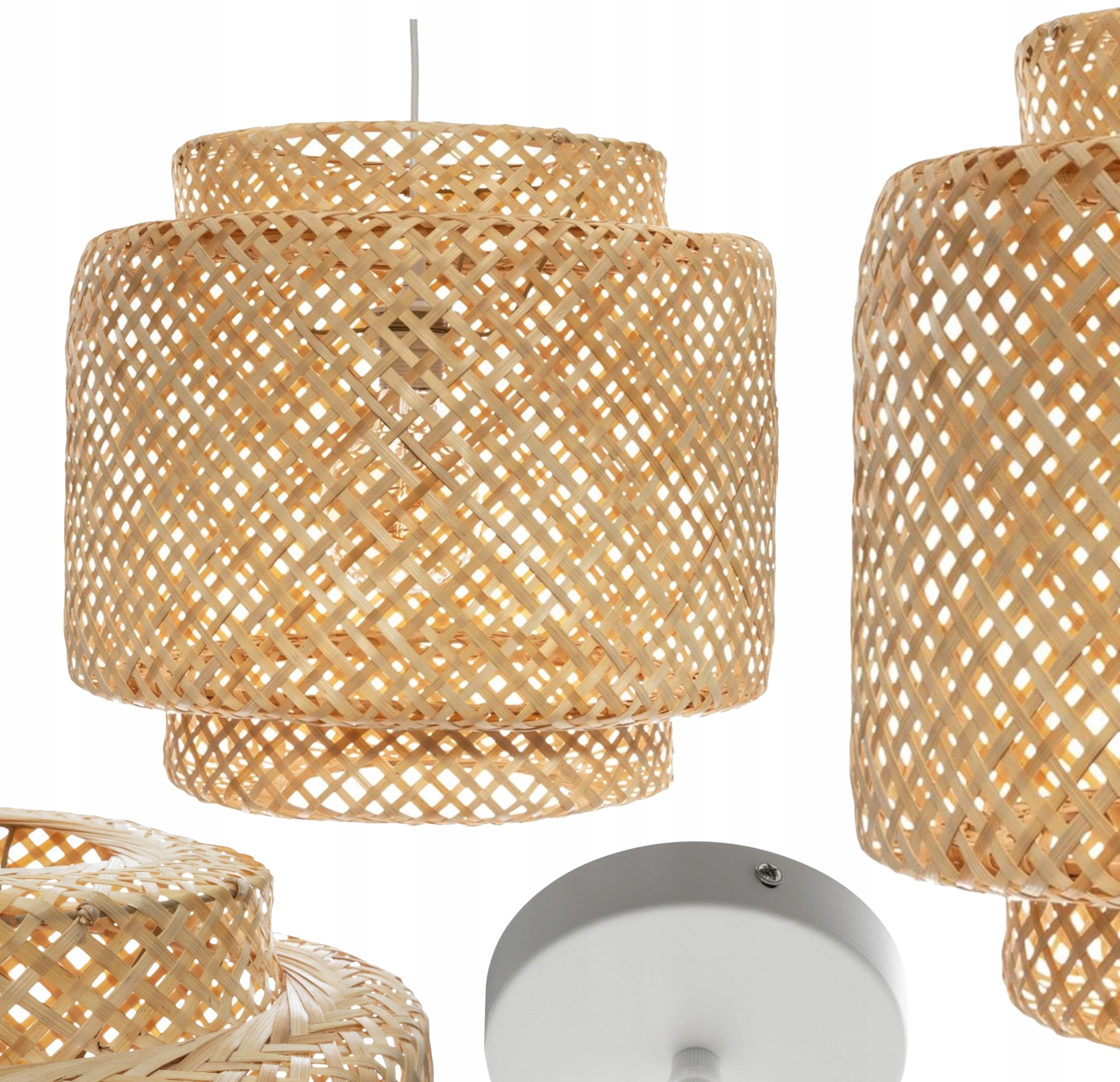 Nowoczesna lampa sufitowa wisząca Bambus Boho E27