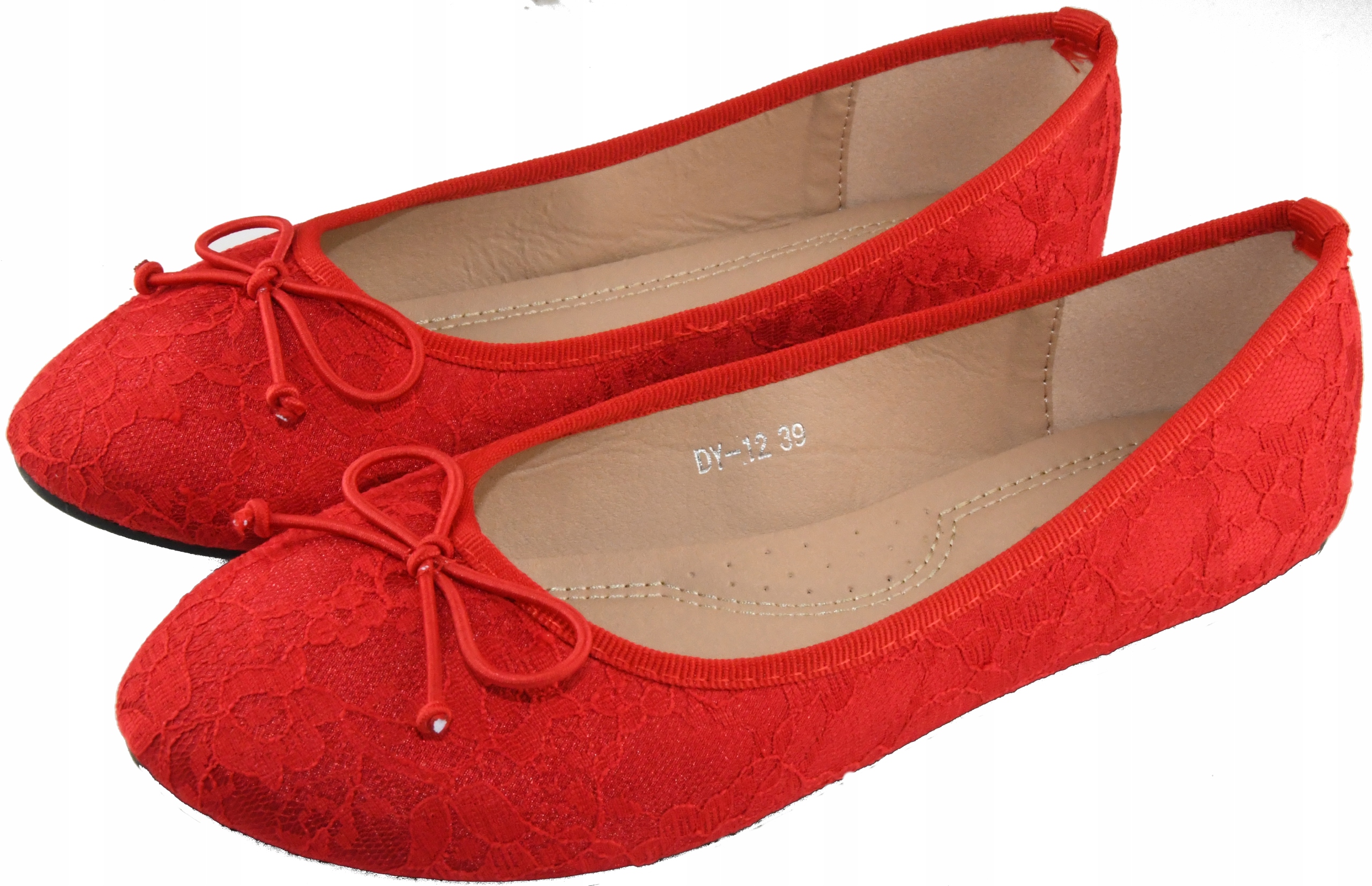 

Baleriny Wsuwane Wygodne Kokardki Czerwone R. 39