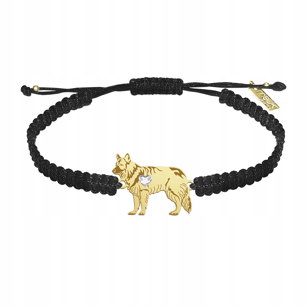 Zlatý náramek se psem Staroněmecký ovčák 925 Makramé Žena Gravírování