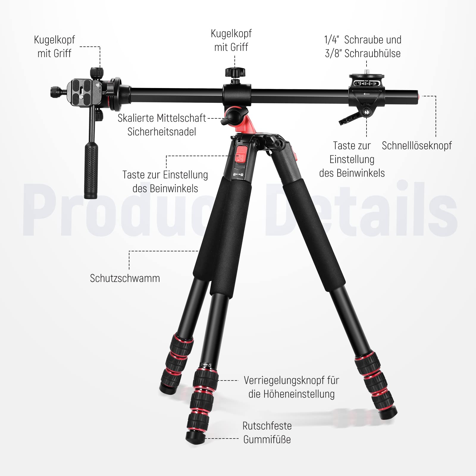 NEEWER Statyw Aluminiowy 360° z Głowicą Kulową do Makrofotografii — miniatura 2