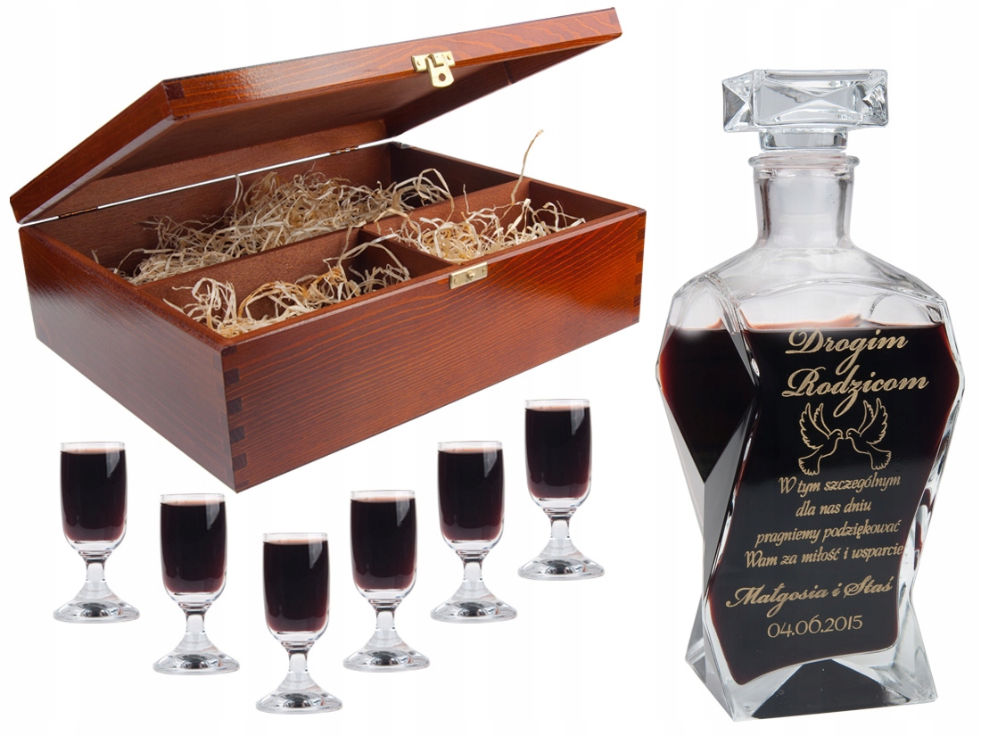 KARAFKA Kieliszki Etui PODZIĘKOWANIA dla RODZICÓW PREZENT