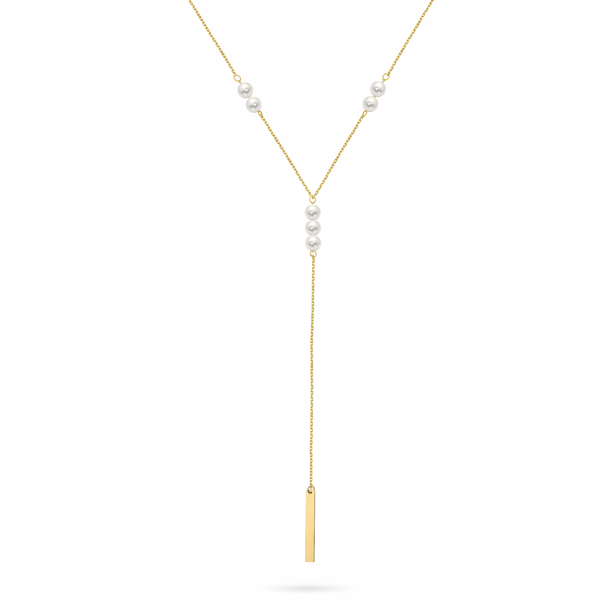 Zlatý Řetízek Dámský Náhrdelník pr. 585 Kravata Perla a kuličky 14k