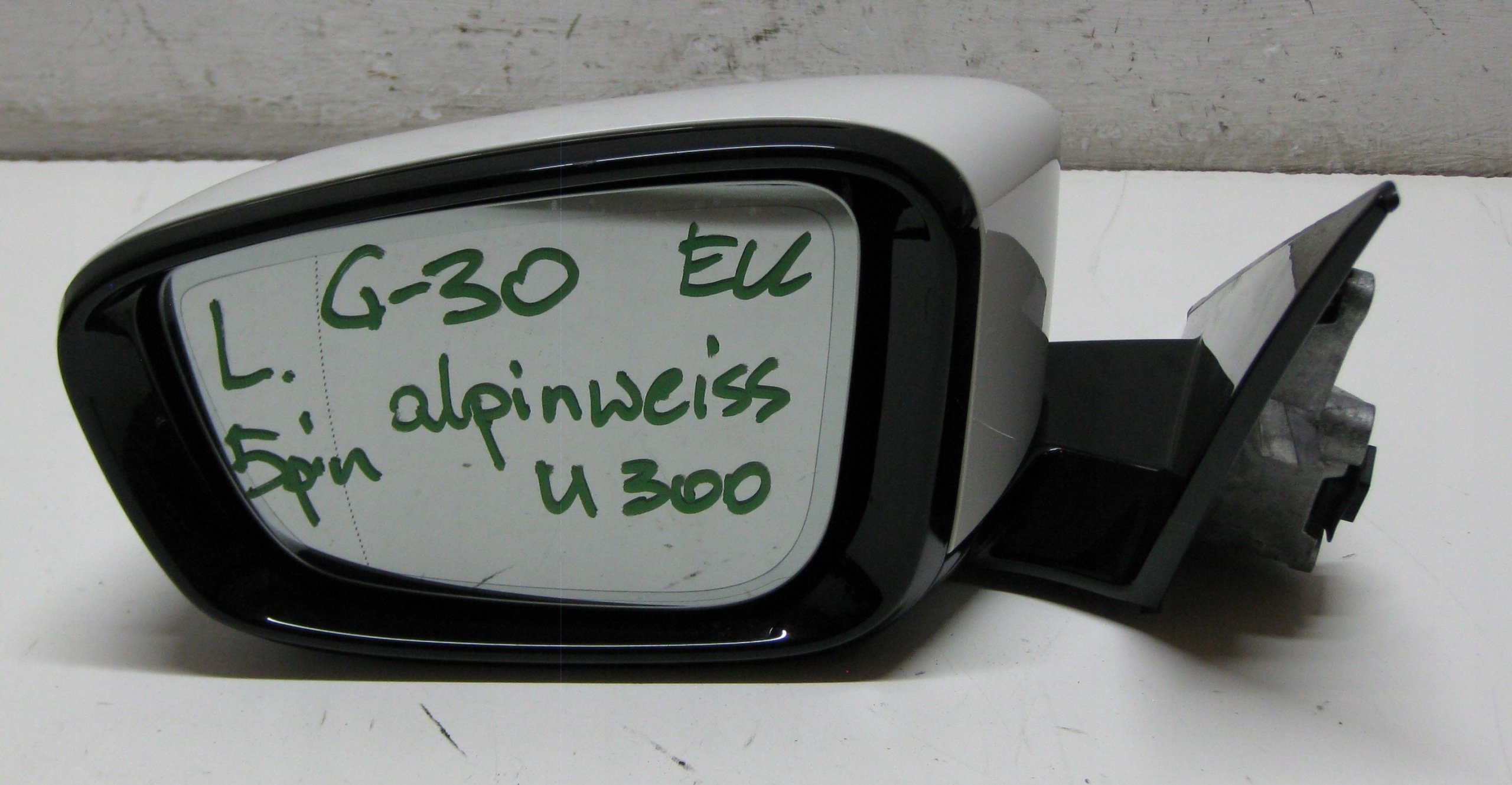 BMW 5 G30 3.0D 19R mirror left m-packet complete 5-PIN A300 ALPINWEISS