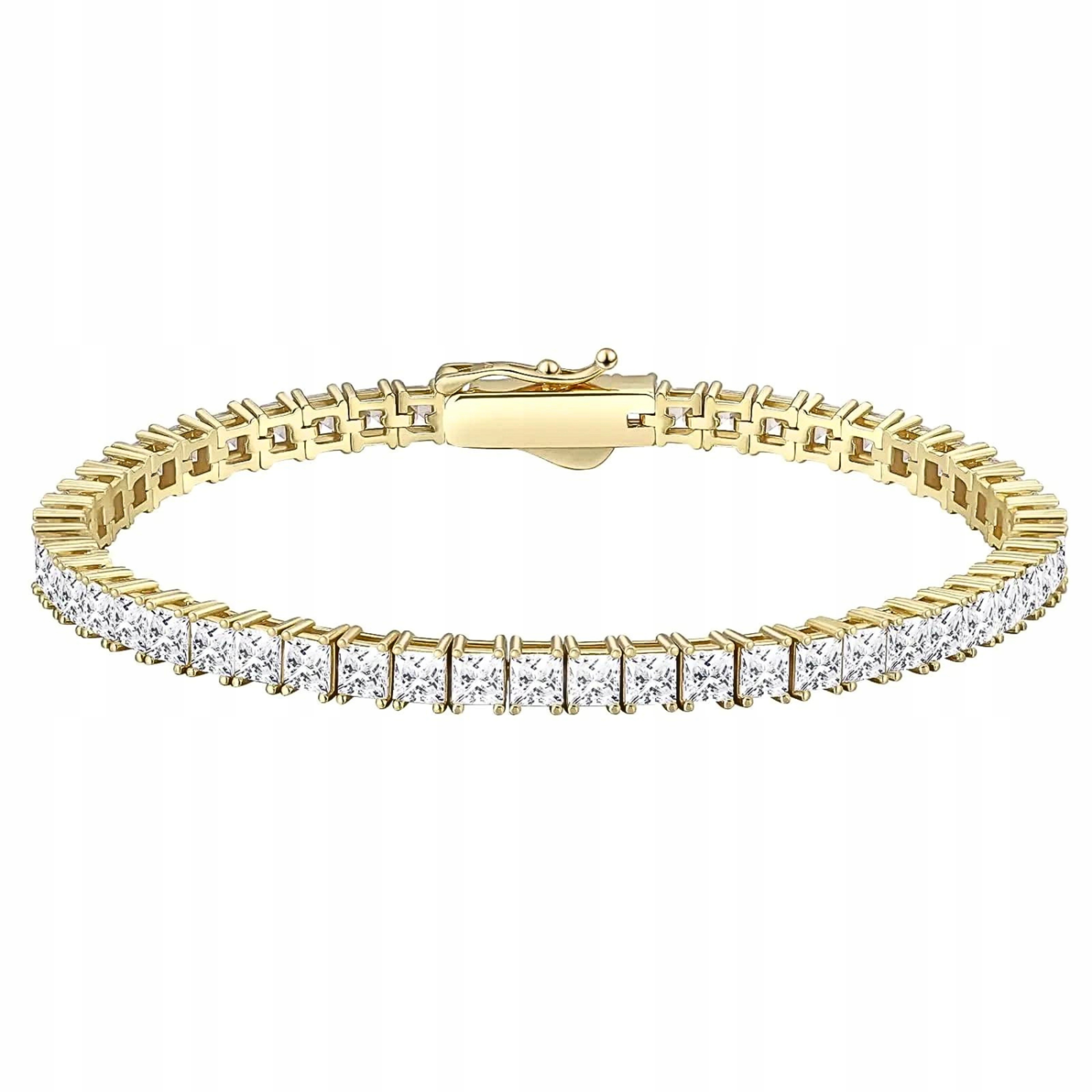 Bransoletka tenisowa 3mm srebro 925 pozłacana cyrkonie pudełko