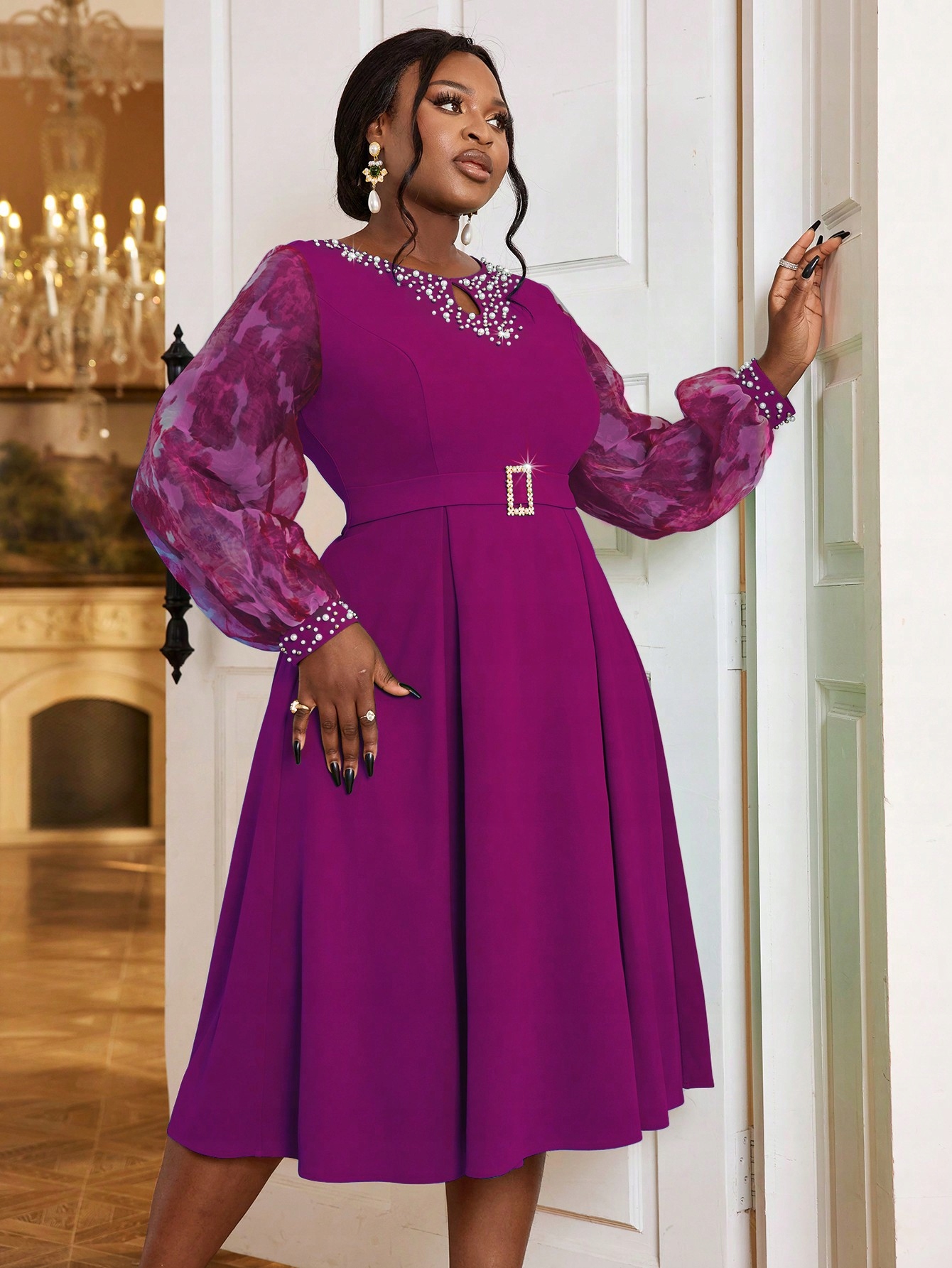 Šaty S Bufetovými Rukávy Organza Aomei 4XL