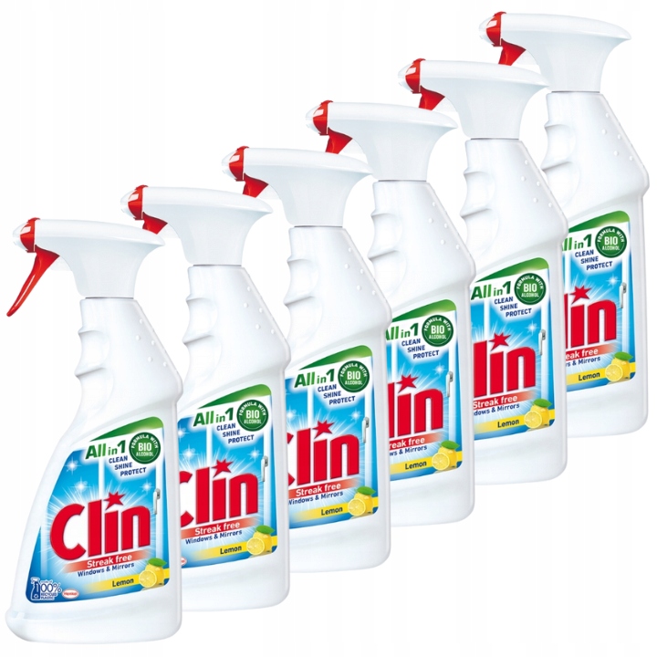 Levně Clin Tekutina Na Sklo oken a zrcadel 6x500 ml Citron S Pumpičkou