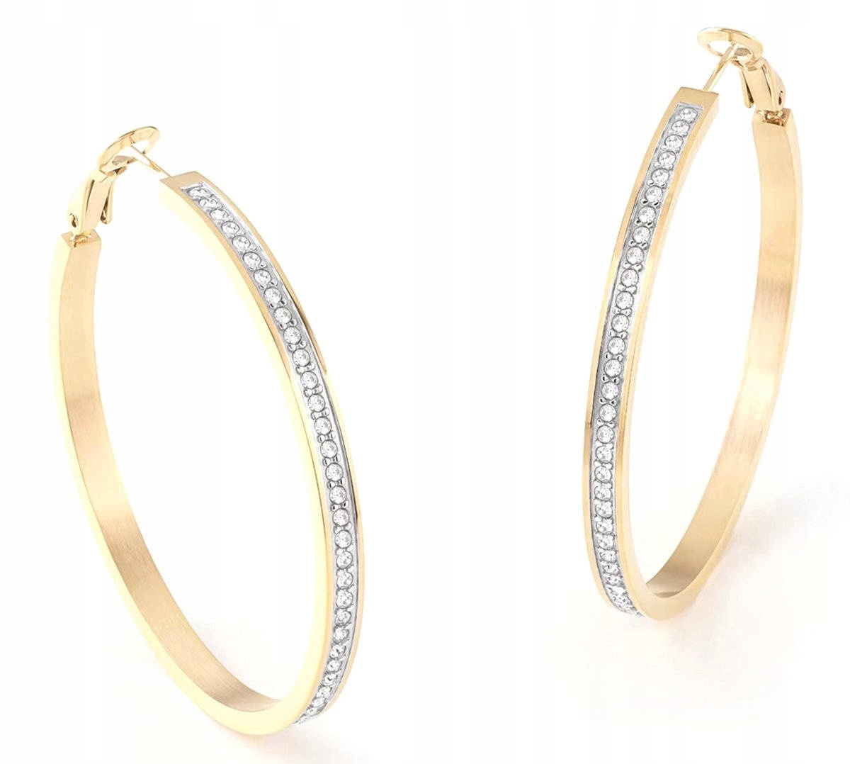 Velké Zlaté Náušnice S Kulatými Křišťály Guess Náušnice